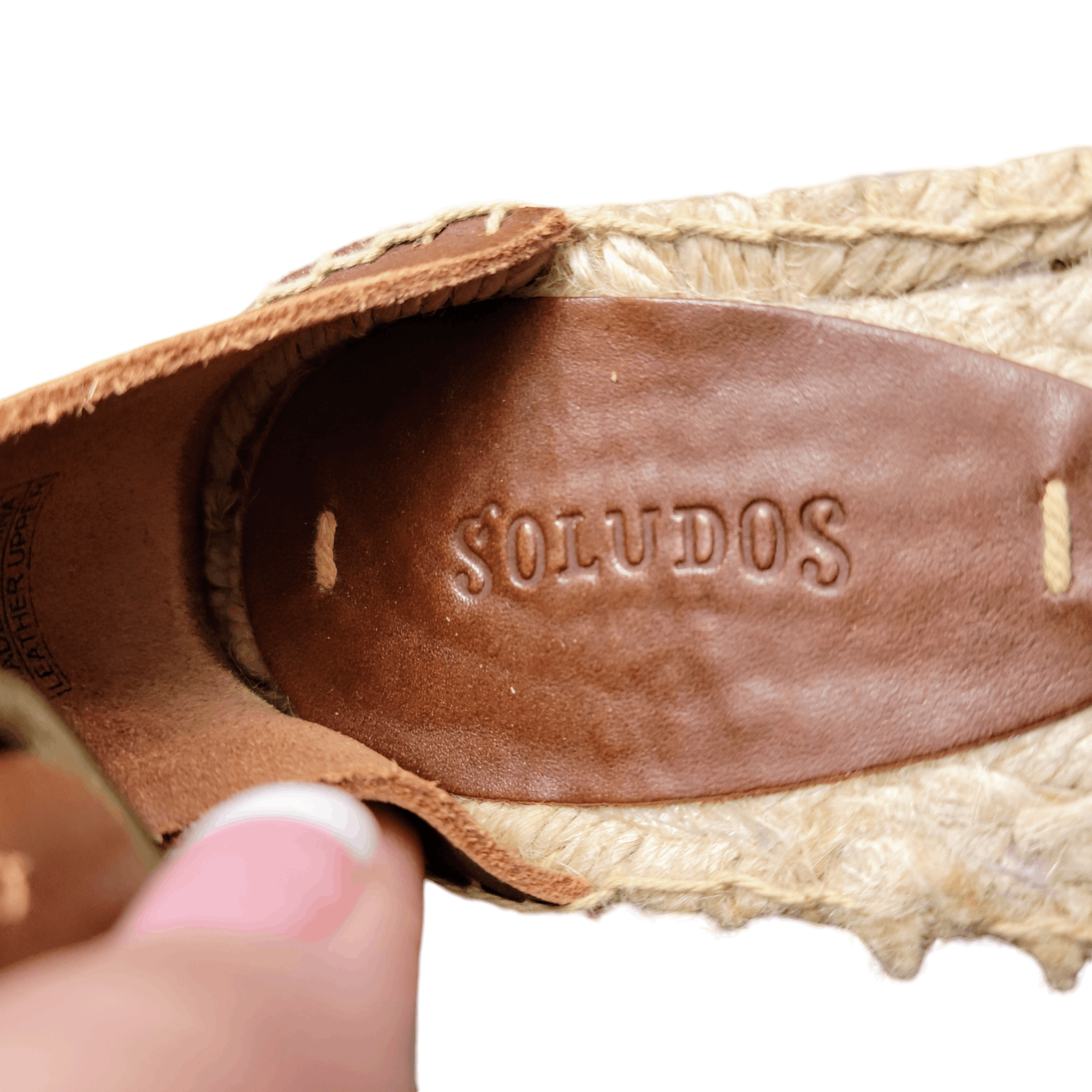 Soludos Soludos Tan Leather Open Sandal Vacation Espadrille Wedge Size US 7 / IT 37 - 13 Thumbnail