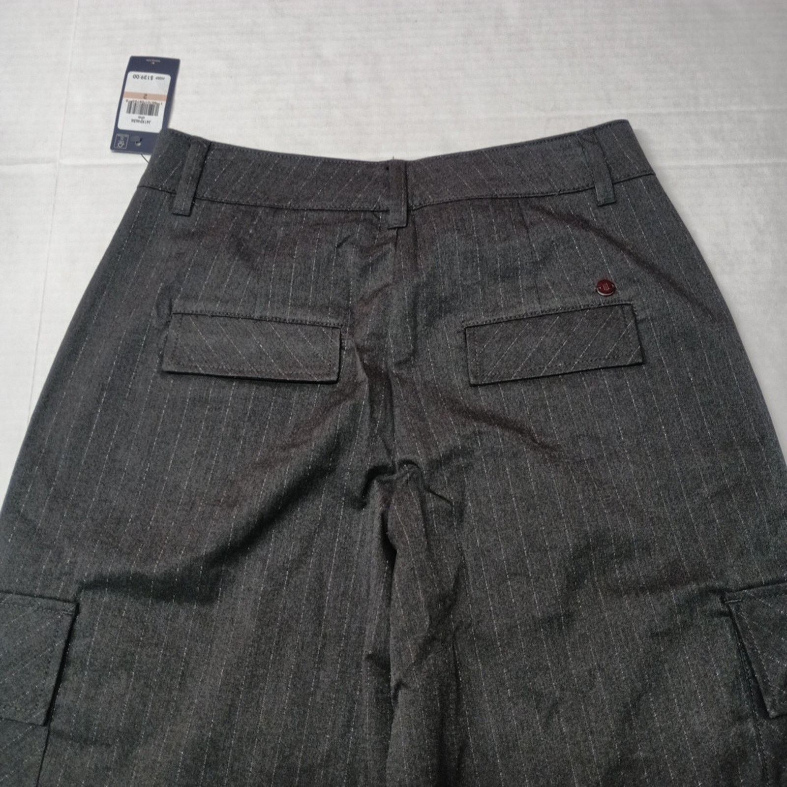 Tommy Hilfiger Tommy Hilfiger Women's Wide-Leg Cargo Pants Size 2 Gray Stri Size 26" / US 2 / IT 38 - 9 Thumbnail