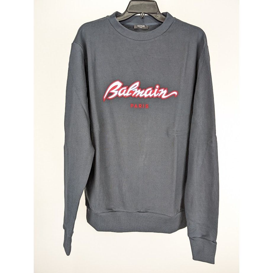 Balmain o1rshd1 Script Logo Crewneck in Black Size US M / EU 48-50 / 2 - 2 Thumbnail