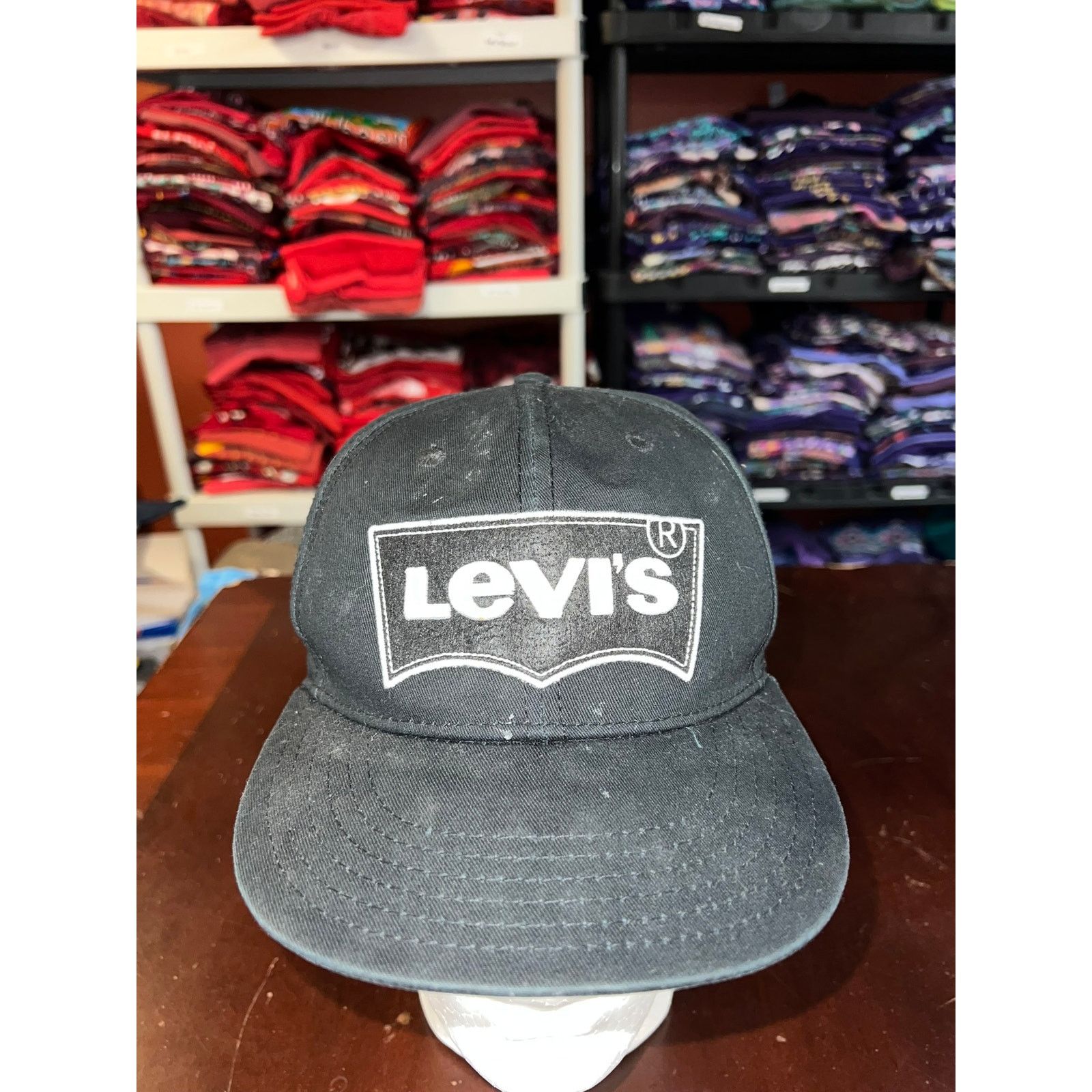 Levi's Levis Hat Snapback Black Logo Emblem Stained Cap OS Size ONE SIZE - 1 Thumbnail