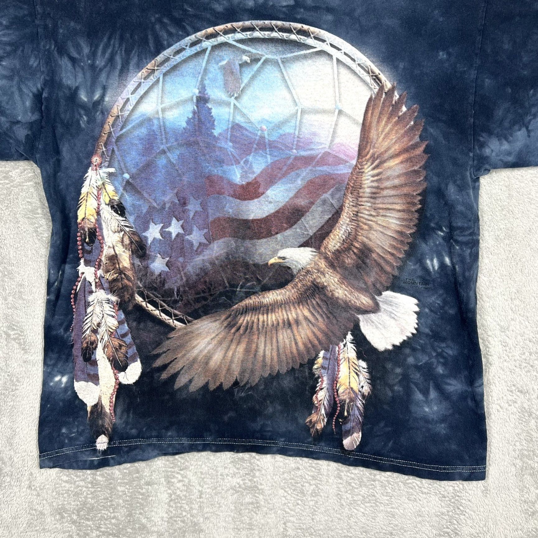 The Mountain The Mountain Tie Dye T-Shirt Dream Catcher Eagle American Flag Size L Blue Men Size US L / EU 52-54 / 3 - 5 Thumbnail