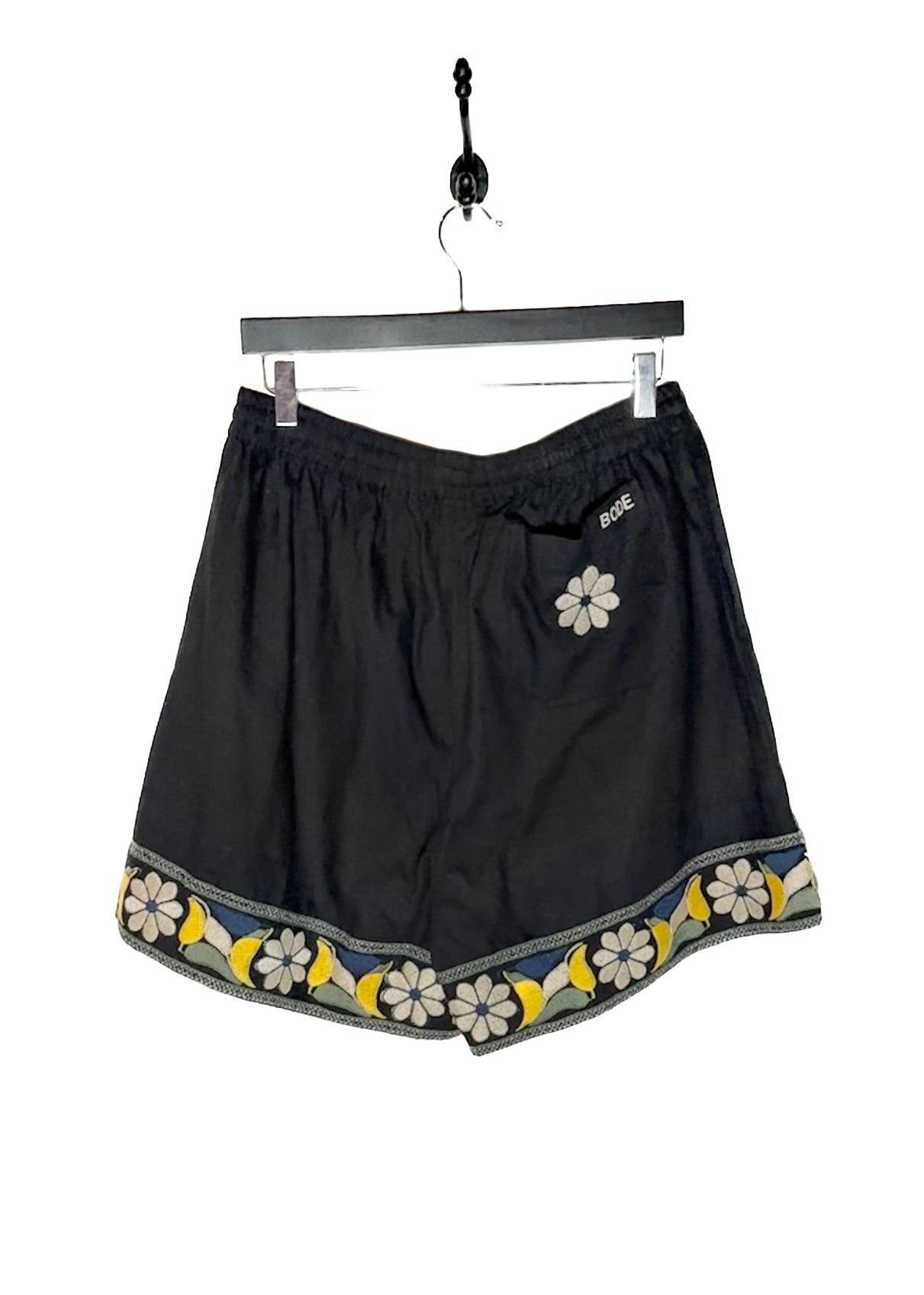 Bode Bode Zinnia Ribbon Flower Embroidered Black Shorts Size US 38 / EU 54 - 3 Thumbnail