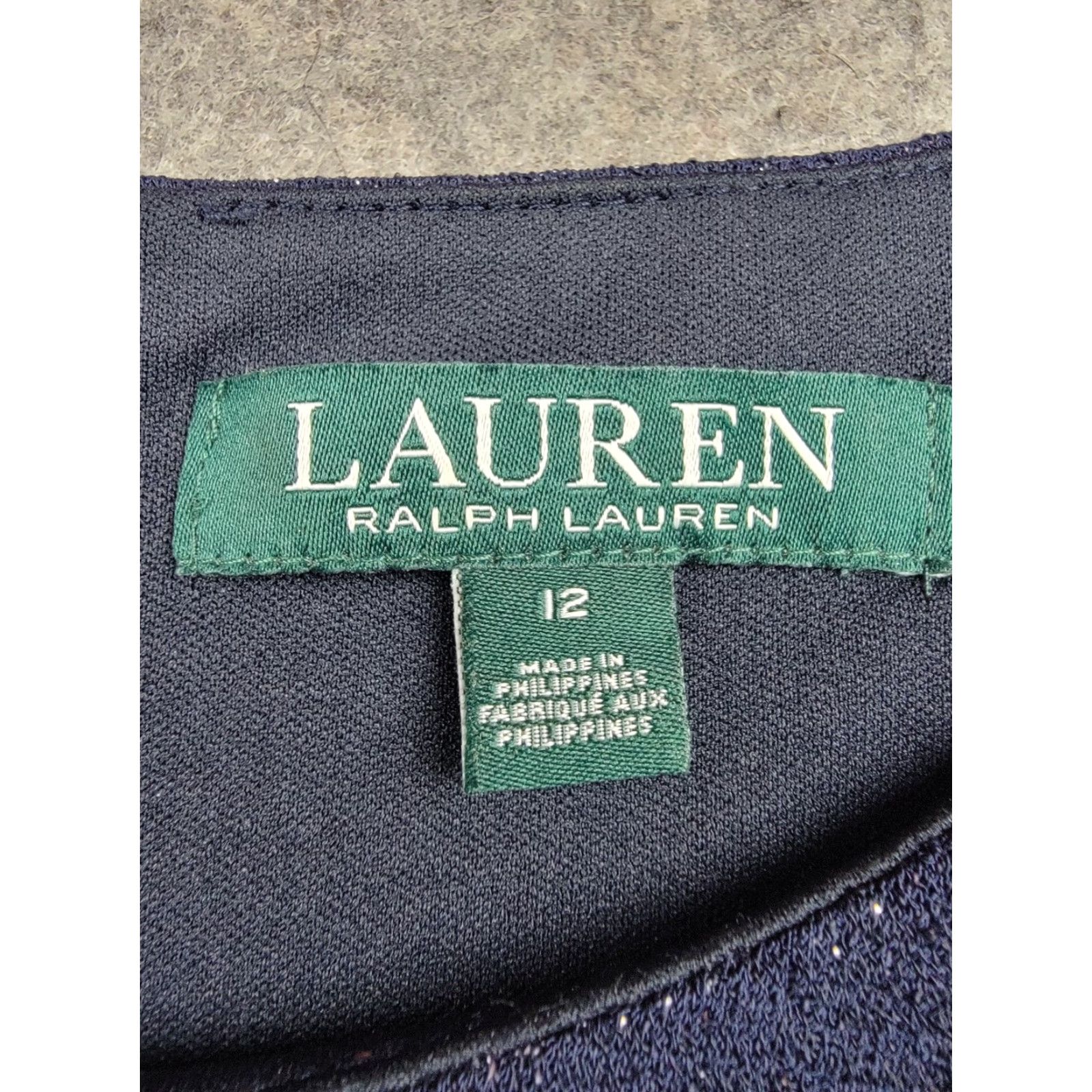 Ralph Lauren Lauren Ralph Lauren Dress Womens 12 Navy Blue Bell Sleeve Metallic Sheath Party Dress Size XL / US 12-14 / IT 48-50 - 3 Thumbnail