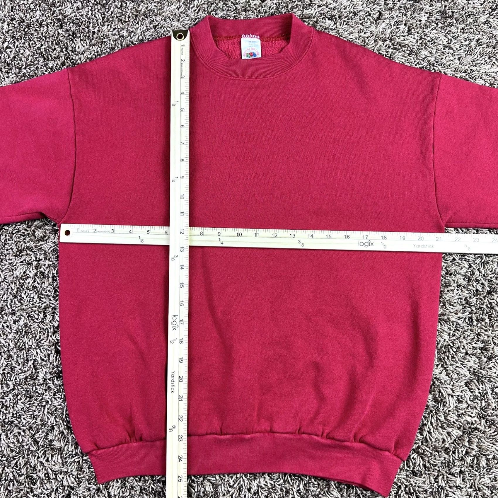 Fruit Of The Loom VINTAGE Fruit of the Loom Sweatshirt Dark Pink Crewneck 50/50 Large Unisex Adults 90s Vintage Mens Womens Size US L / EU 52-54 / 3 - 6 Thumbnail