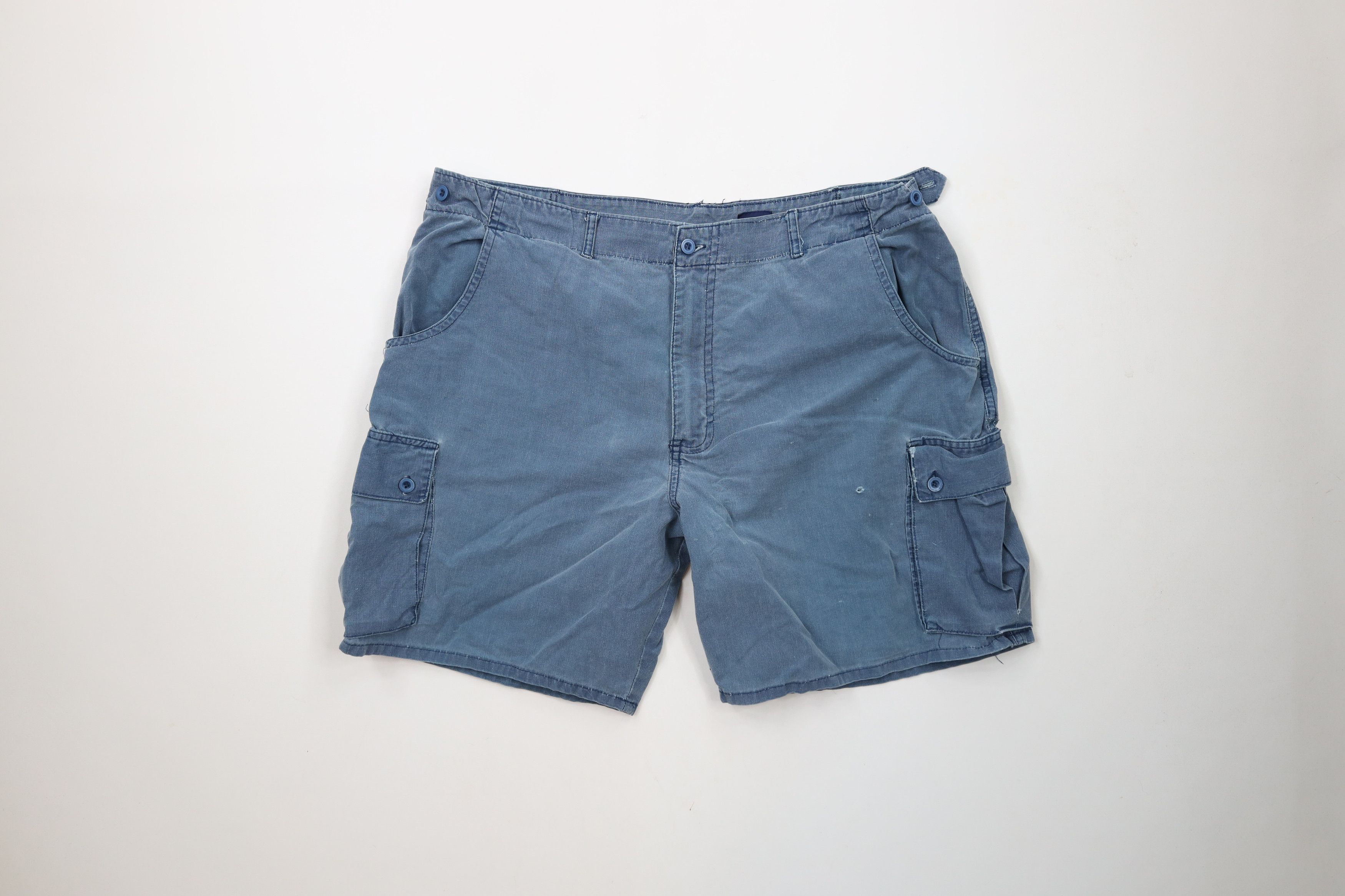 Columbia × Vintage Vintage 90s Columbia Stonewash Above Knee Cargo Shorts Blue Size US 38 / EU 54 - 1 Thumbnail
