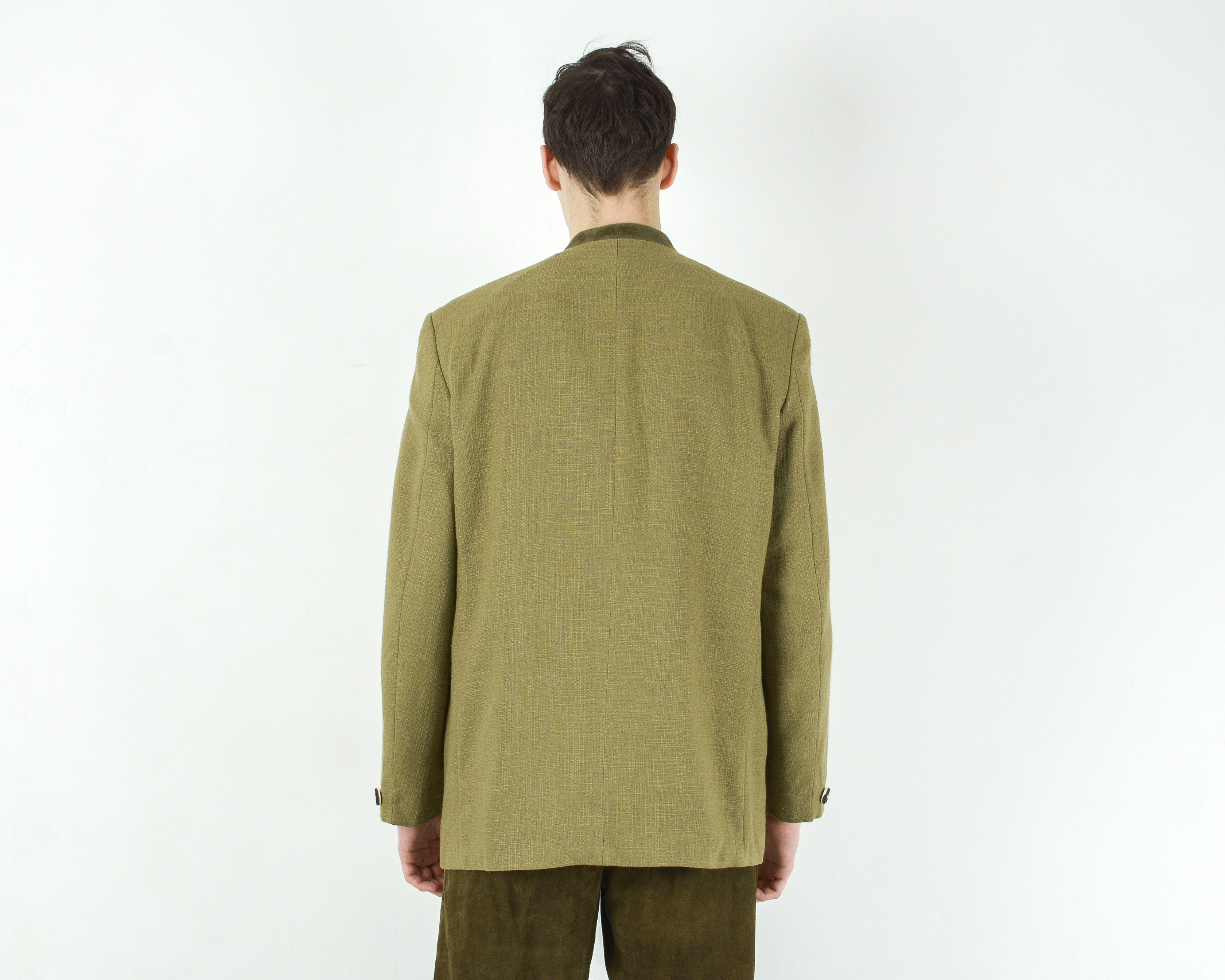 Vintage W19 Walbusch Trachten L Blazer Linen Jacket Coat Oktoberfest Size 44S - 6 Thumbnail
