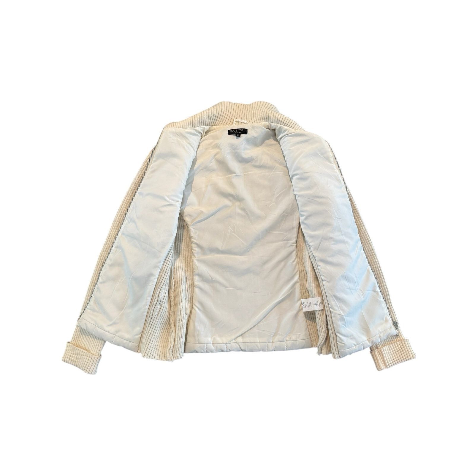 The Unbranded Brand RARE Womens Petite Cream Knitwear Zip Up Long Sleeve Jacket Size S / US 4 / IT 40 - 3 Thumbnail