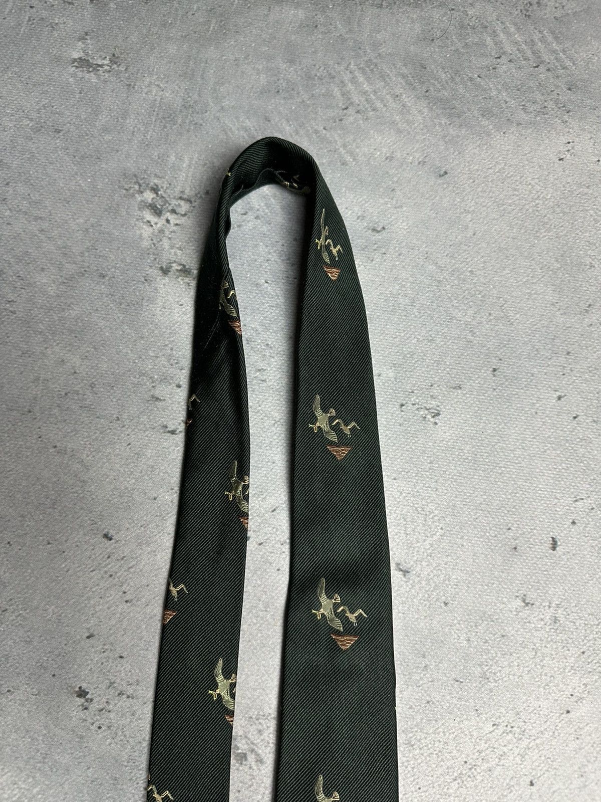 Kiton Kiton Tie Green Dark Olive Bird Duck Vintage Silk Tie 00s Size ONE SIZE - 2 Thumbnail