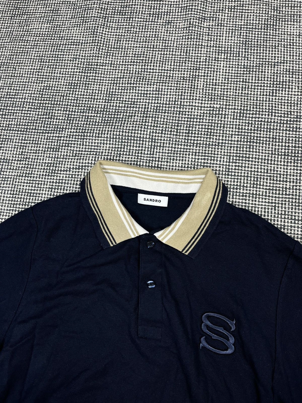 Designer Sandro big logo polo shirt old money Size US L / EU 52-54 / 3 - 2 Thumbnail