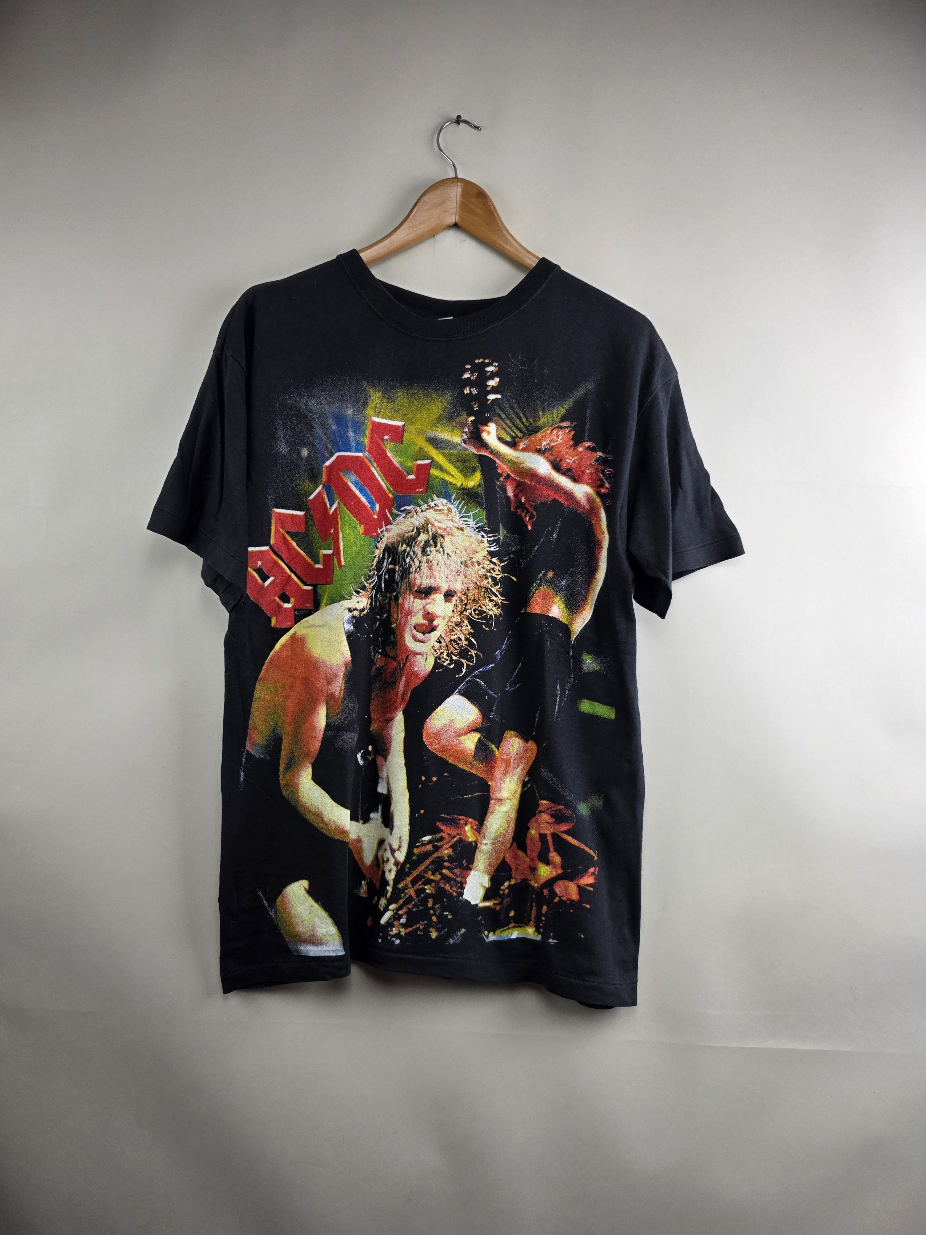AC/DC × Band Tees × Vintage 90s ACDC Angus Burning Dollars Bootleg XL 22" 28.5" Size US XL / EU 56 / 4 - 7 Thumbnail