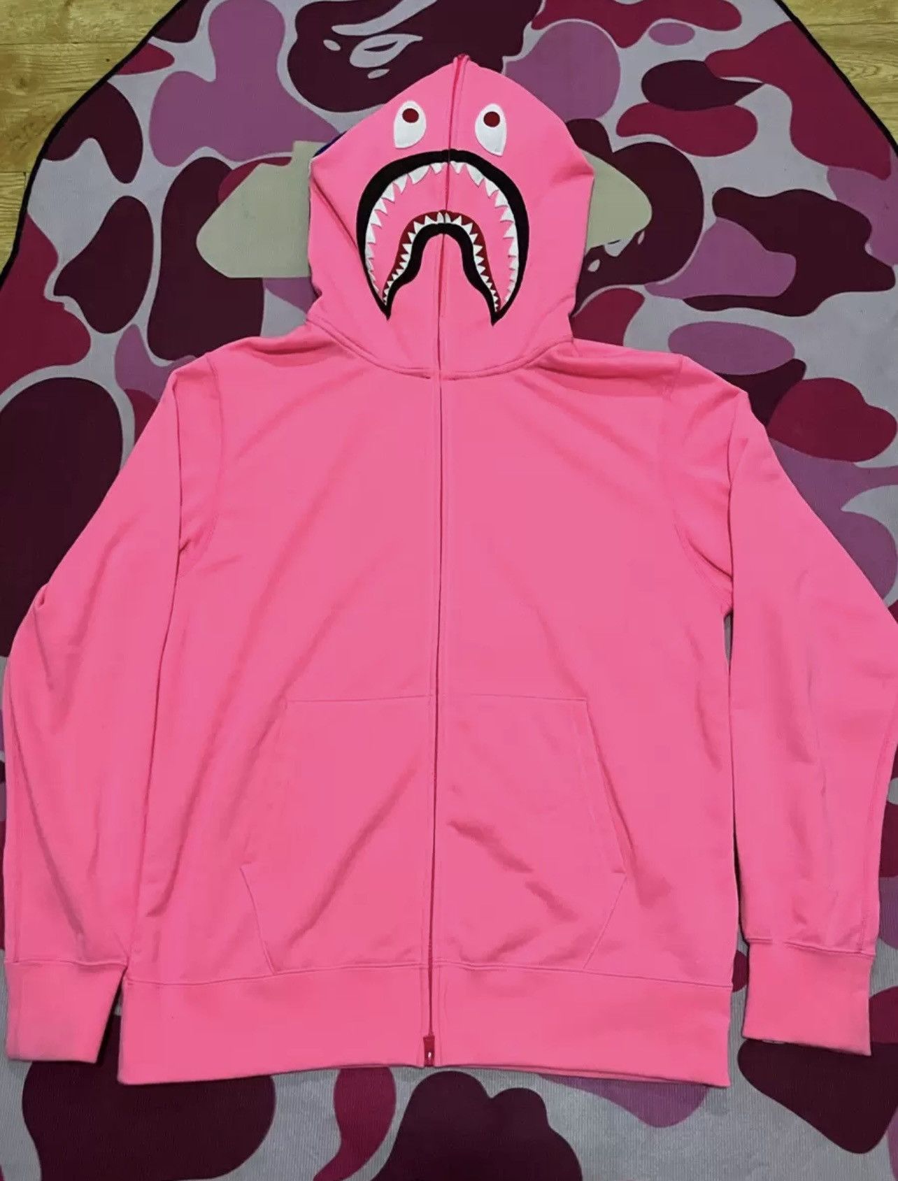 Bape abc shark full zip hoodie pink online