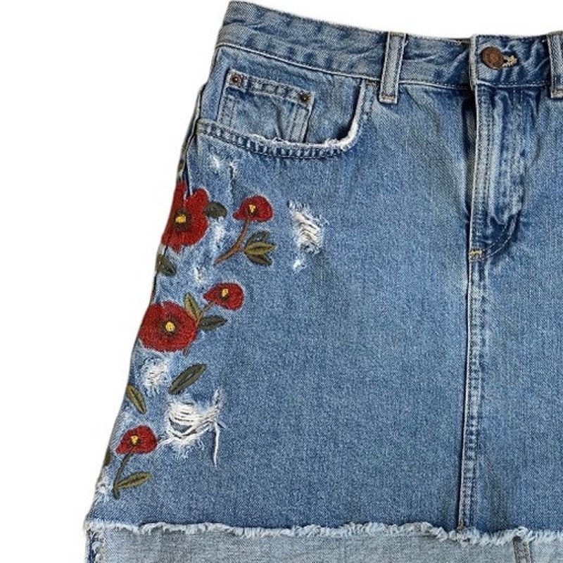 Zara Zara Basic Z1975 Blue Denim Mini Skirt Women's Small Cut Off Size 30" / US 8 / IT 44 - 6 Thumbnail