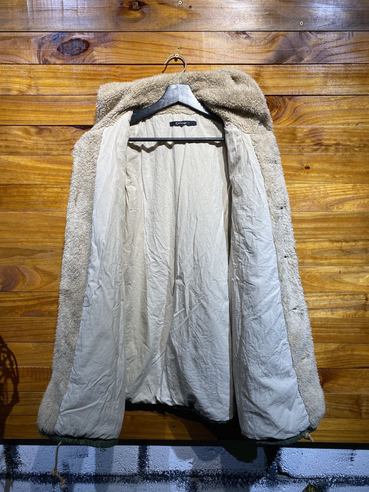 Japanese Brand Vintage Caliner Sherpa-Lined Hooded Coat – 1990s Unisex Size M / US 6-8 / IT 42-44 - 7 Thumbnail