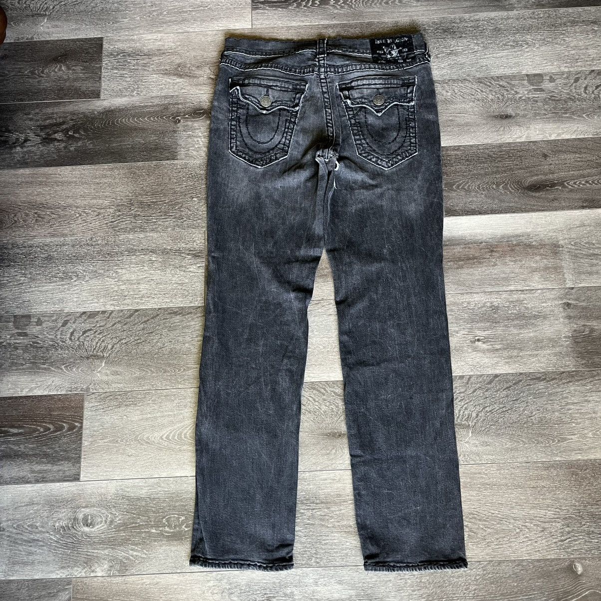 TRUE RELIGION Joey super T ブラックデニム　36 True Religion Jeans Men 36 (34x33) Black Flared Thick Stitch Denim