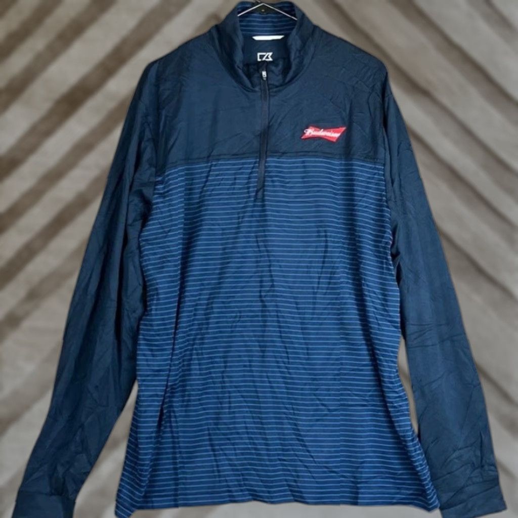 Cutter & Buck Cutter & Buck Jacket Men Navy Blue Budweiser 1/4 Zip DryTec 50+ SPF Stretch XL Size US XL / EU 56 / 4 - 1 Thumbnail