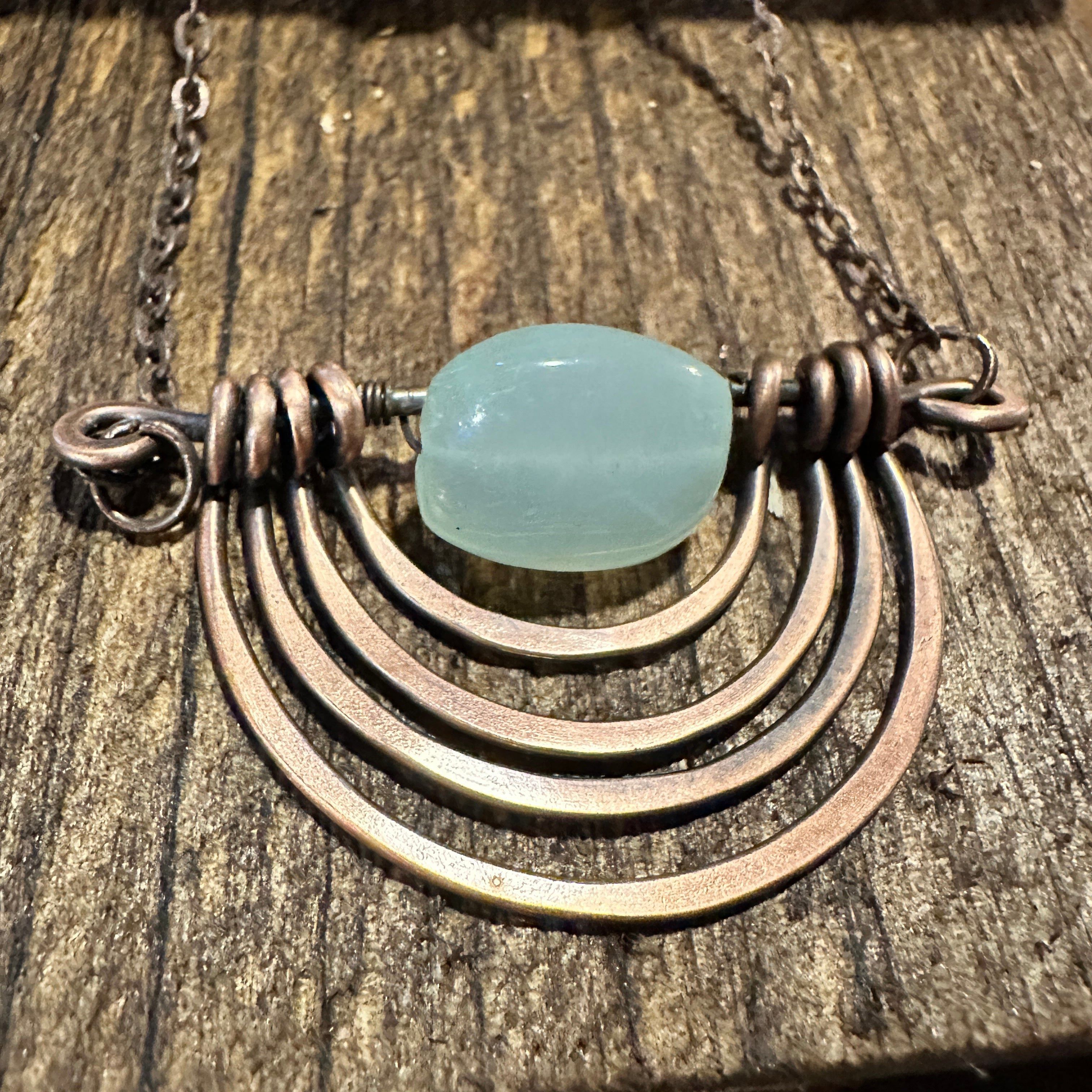 Other Handcrafted Boho Banjara Copper Arcs Necklace with Aventurin Size ONE SIZE - 8 Thumbnail