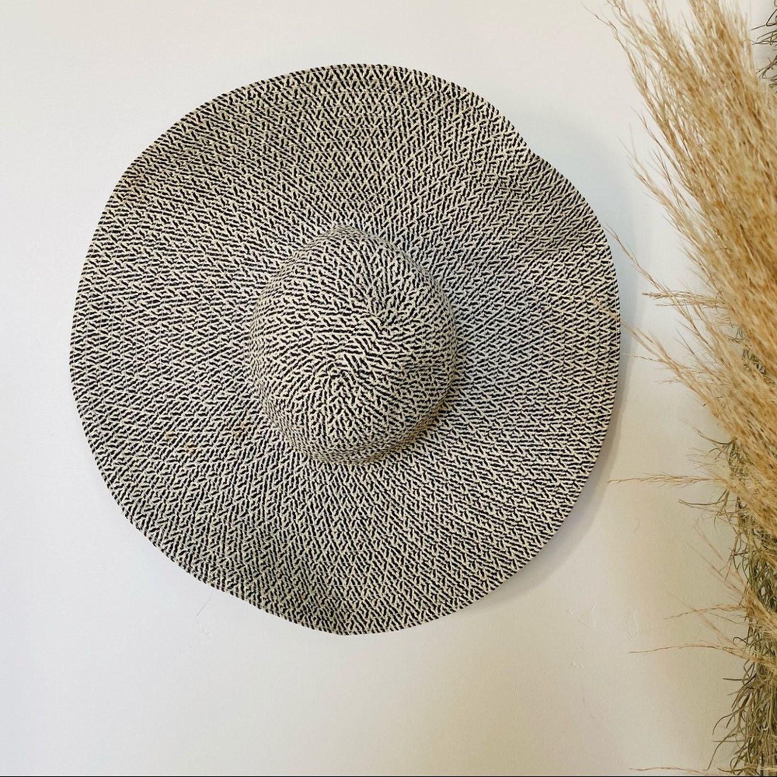 J.Crew J CREW Black White Grey Woven Floppy Wide Brim Sun Hat Size ONE SIZE - 1 Thumbnail
