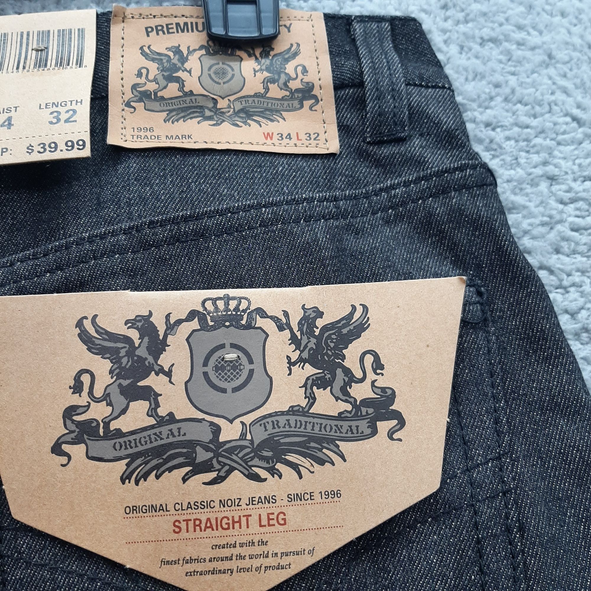 Other Noiz Mens Straight Fit Jeans W34 L32 Cotton Denim Y2K Hiphop Size US 34 / EU 50 - 3 Thumbnail