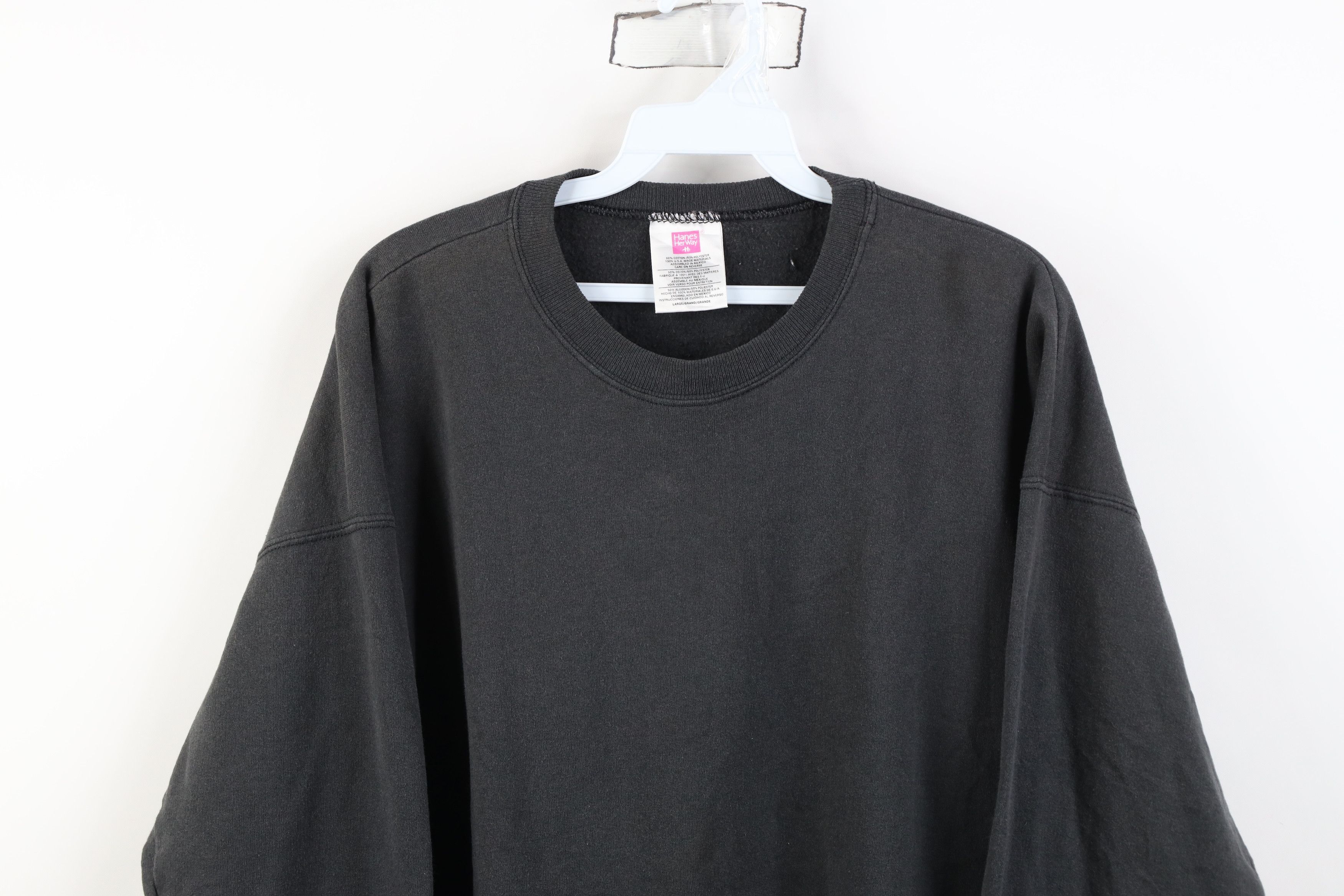 Vintage Vintage 90s Streetwear Faded Blank Crewneck Sweatshirt Black Size L / US 10 / IT 46 - 2 Thumbnail