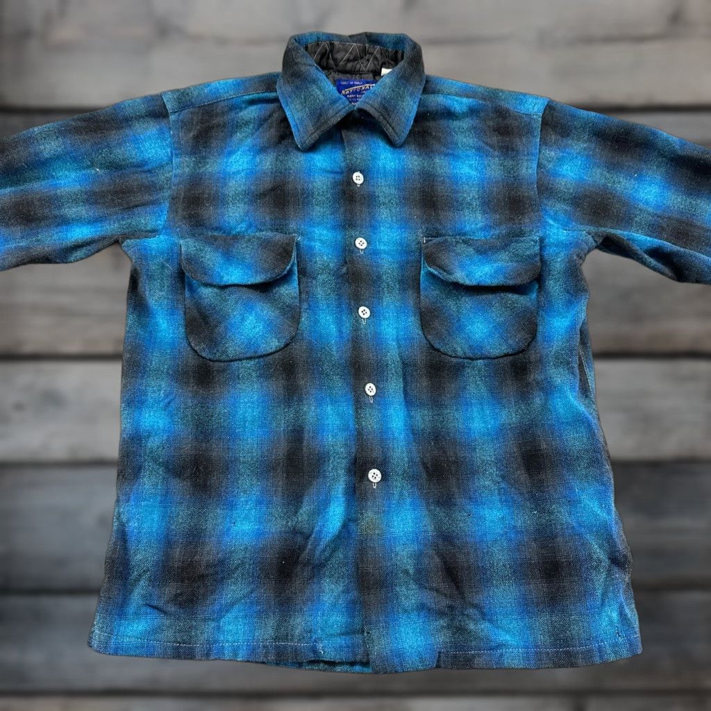 Vintage VINTAGE National Plaid Shirt Mens S Blue Wool 60s 70s Button-Up Collared Long Sleeve Family? (adapt) Size US S / EU 44-46 / 1 - 1 Thumbnail