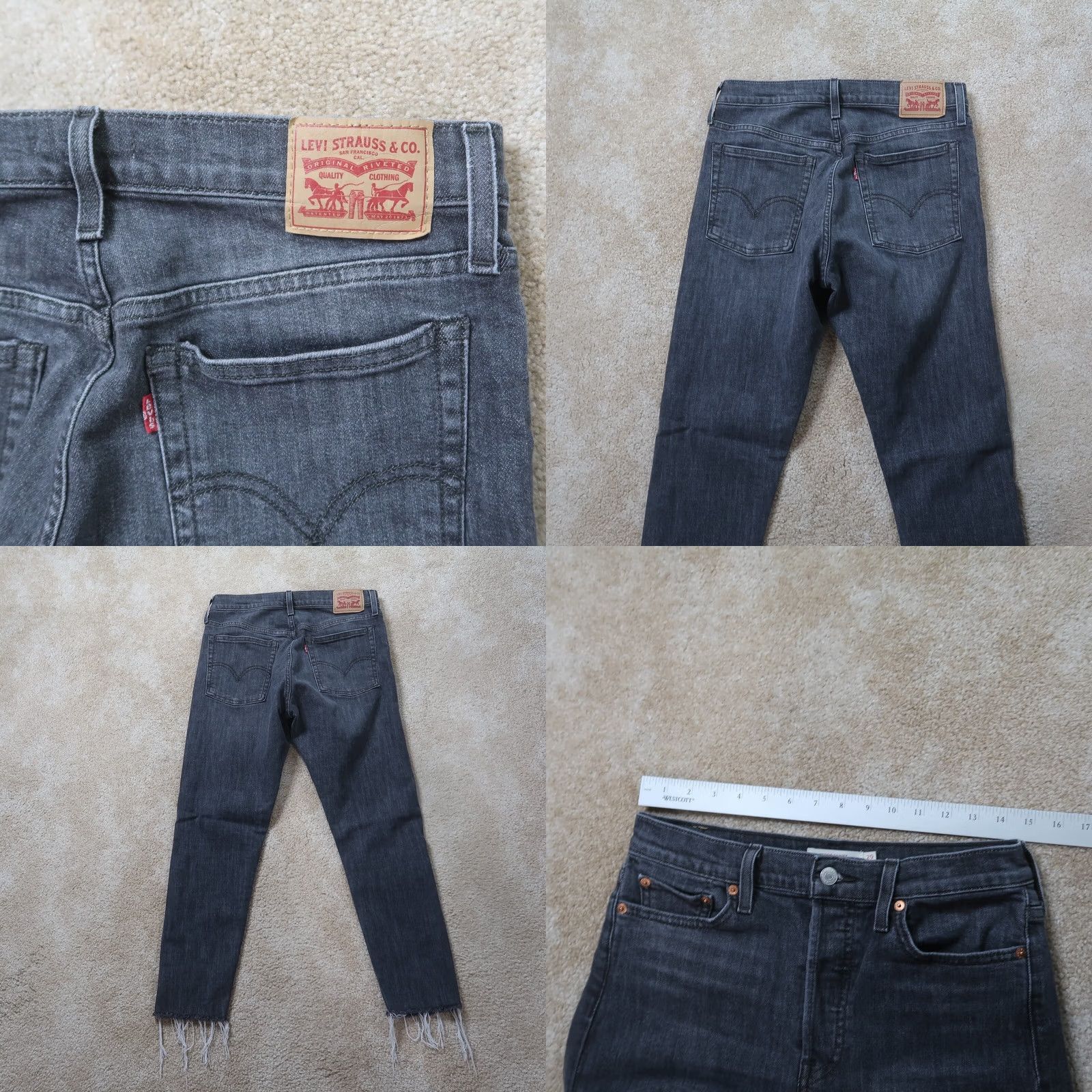 Levi's VINTAGE? No. Levi's Skinny Jeans Women 29 Black Denim Stretch Button Fly 5-Pocket High Rise Slim Size 29" - 8 Thumbnail