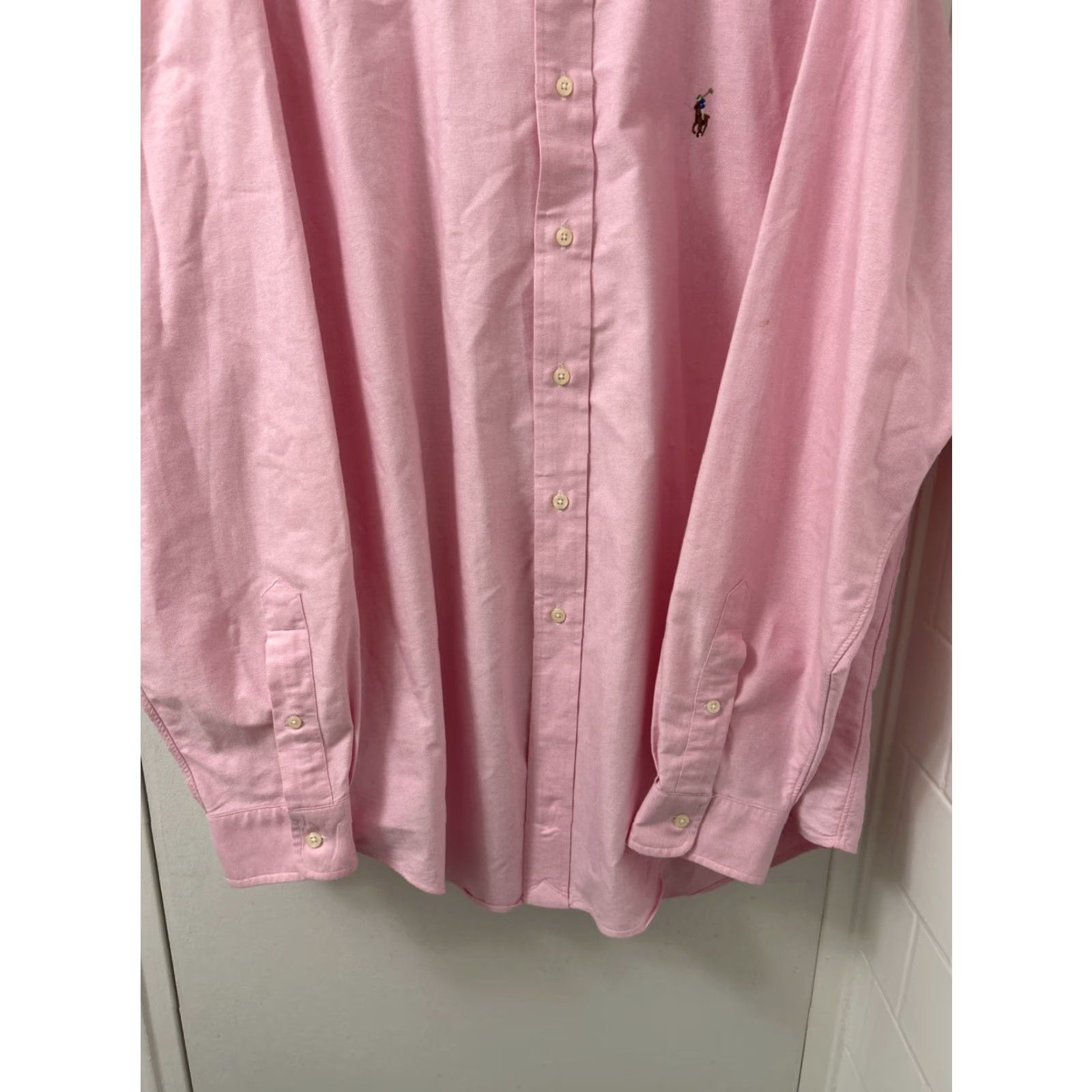 Ralph Lauren VINTAGE Ralph Lauren Shirt Mens XL Pink Oxford Button-Down L/S Classic Fold-Over Pockets Size US XL / EU 56 / 4 - 3 Thumbnail