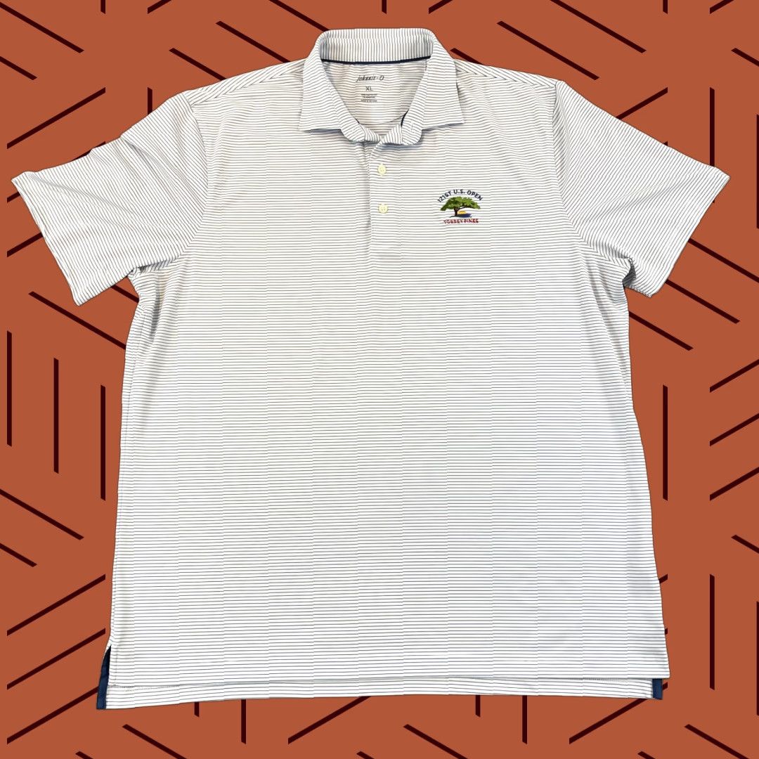 johnnie-O JOHNNIE-O Polo Shirt Mens XL White Blue Striped TORREY PINES 121st US Open Golf Size US XL / EU 56 / 4 - 1 Thumbnail