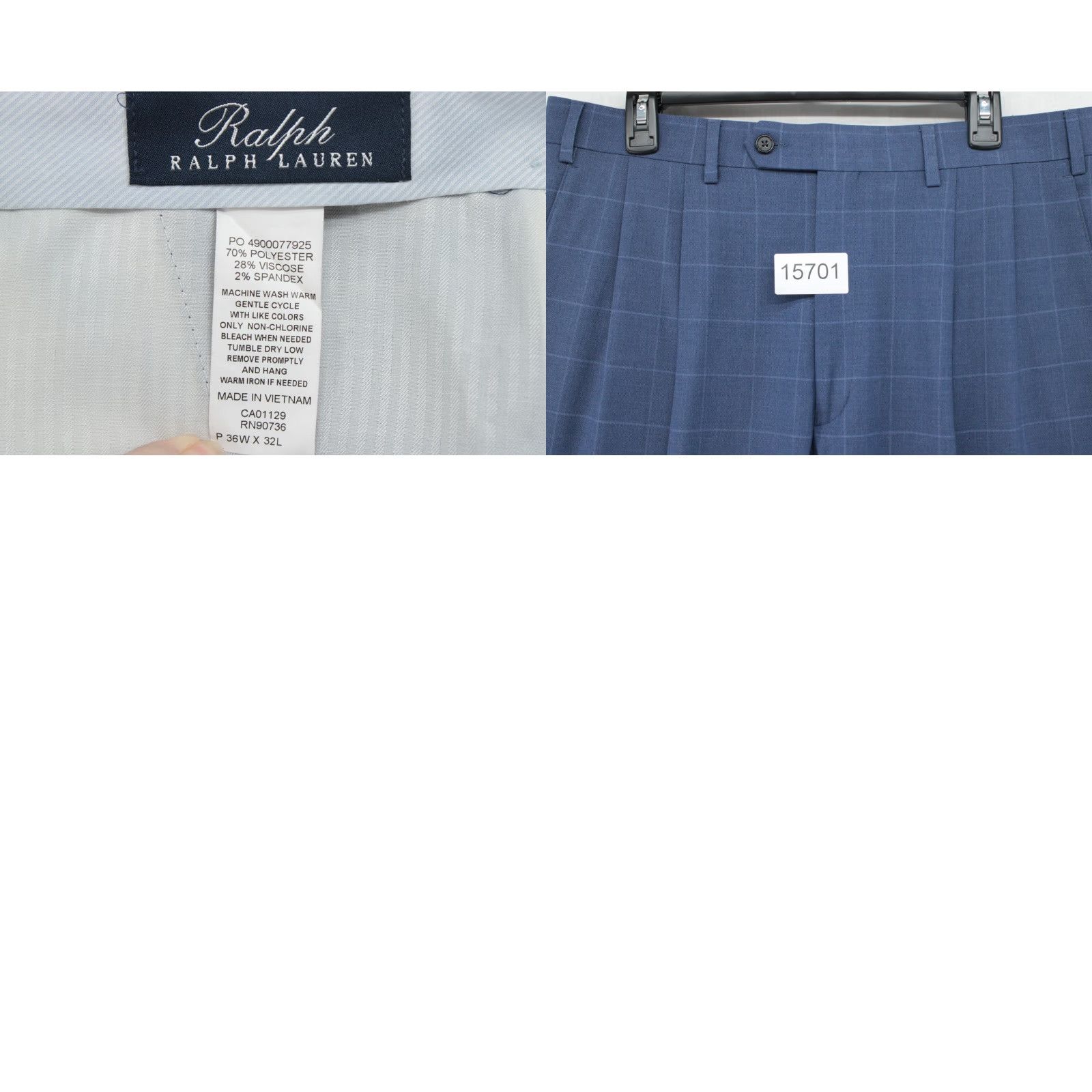 Polo Ralph Lauren Polo Ralph Lauren Dress Pants Men 36x32 Blue Windowpane Plaid Slacks Modern Dress Pants Size US M / EU 48-50 / 2 - 8 Thumbnail