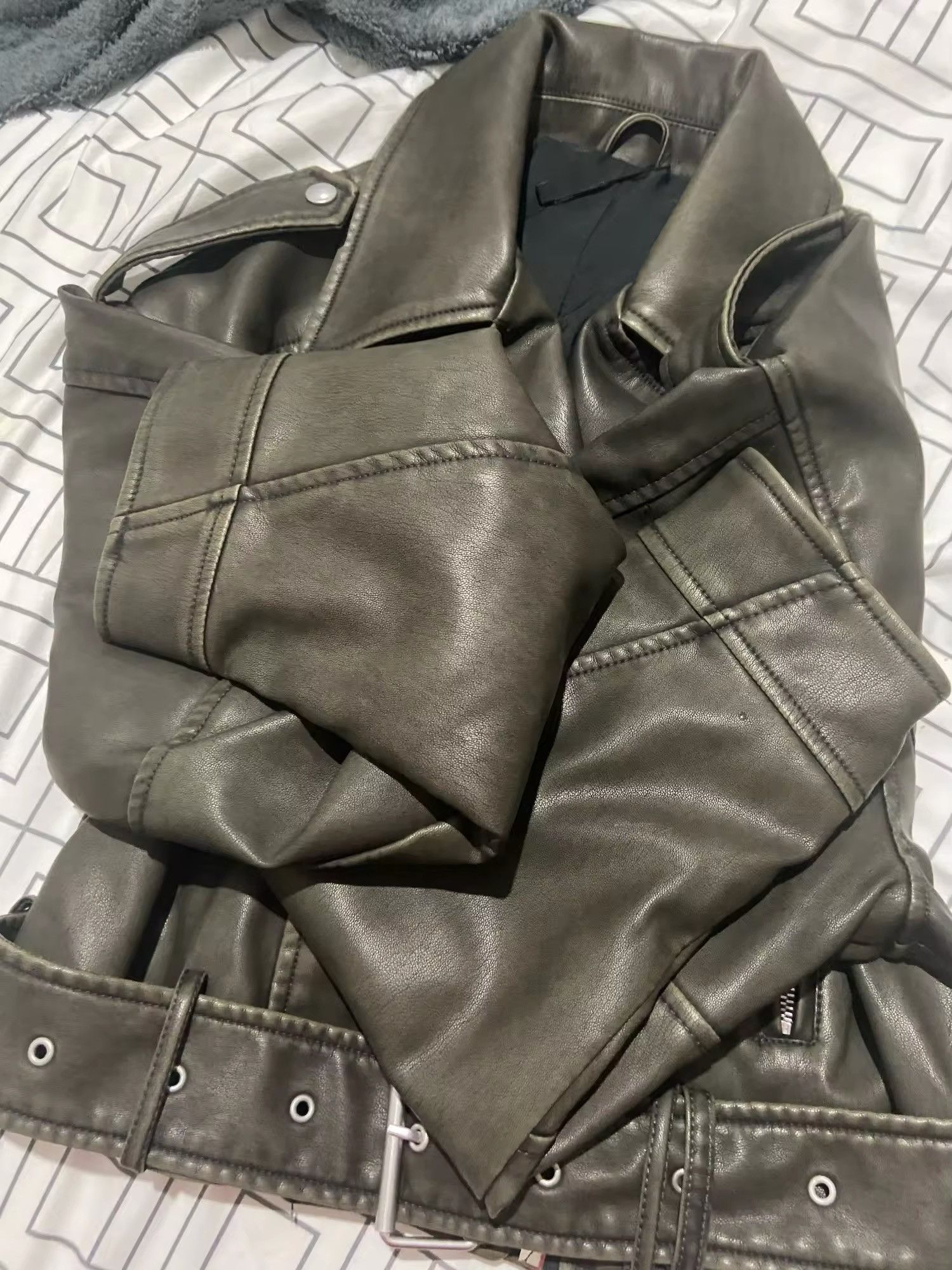 Jean Vintage Loose Zipper Pu Faux Leather Short Jacket Size L / US 10 / IT 46 - 16 Thumbnail