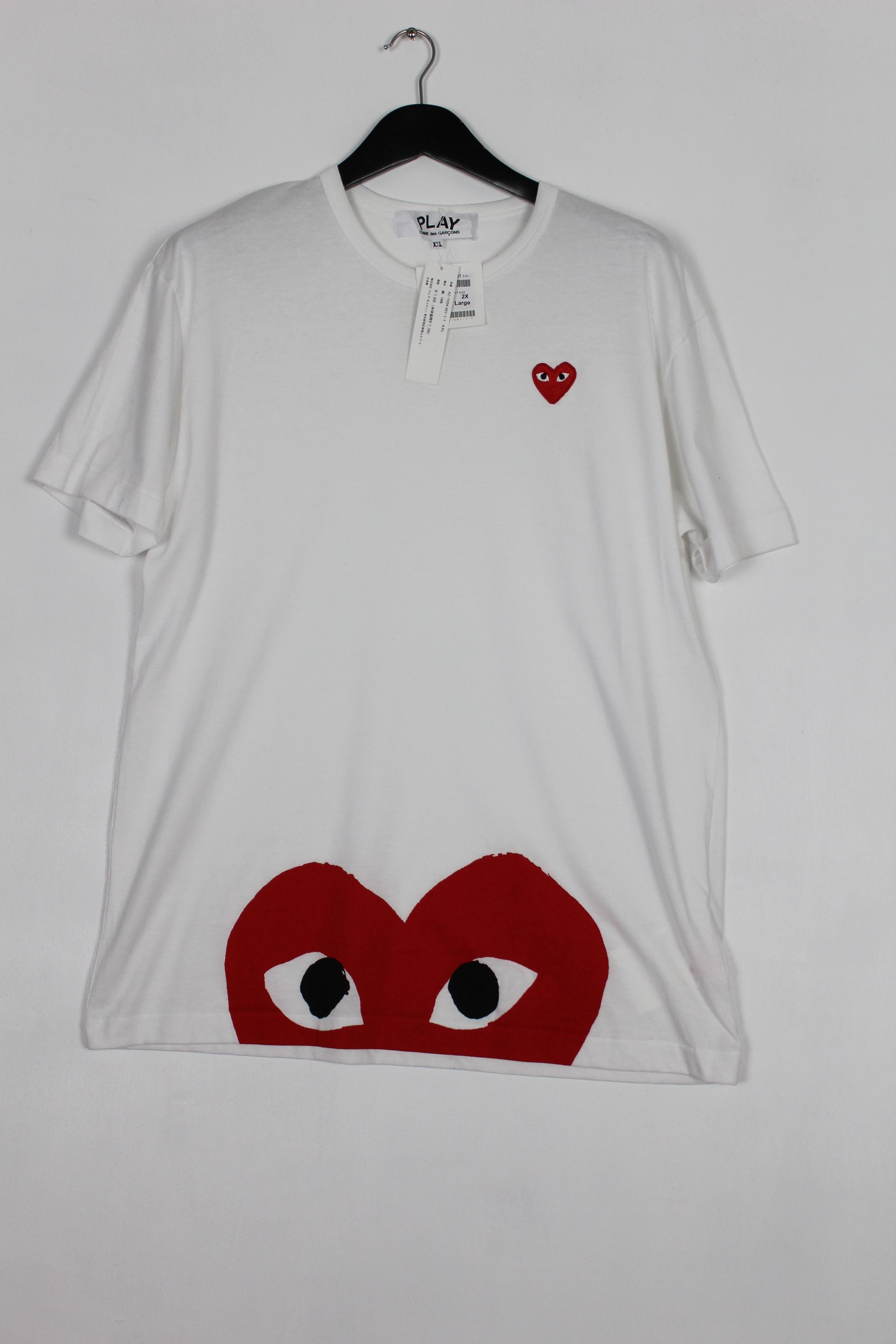 Comme des Garcons PLAY Comme des Garçons Play Peeping Heart Cotton T-Shirt White Size US XL / EU 56 / 4 - 1 Thumbnail