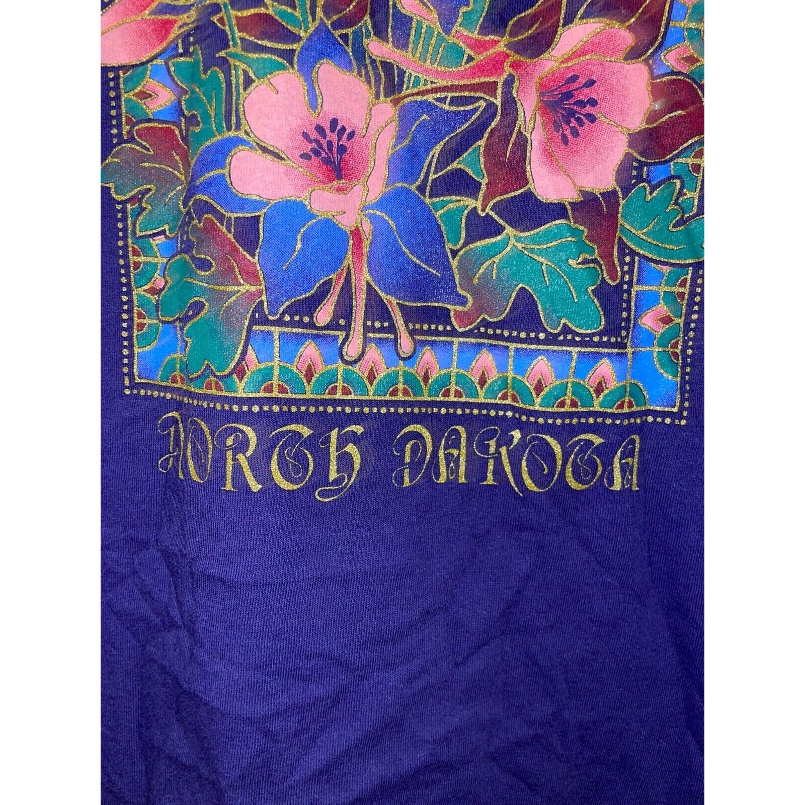 Jerzees Vintage North Dakota Shirt Wild Flowers Purple 90s Tee VTG L Size US L / EU 52-54 / 3 - 7 Thumbnail