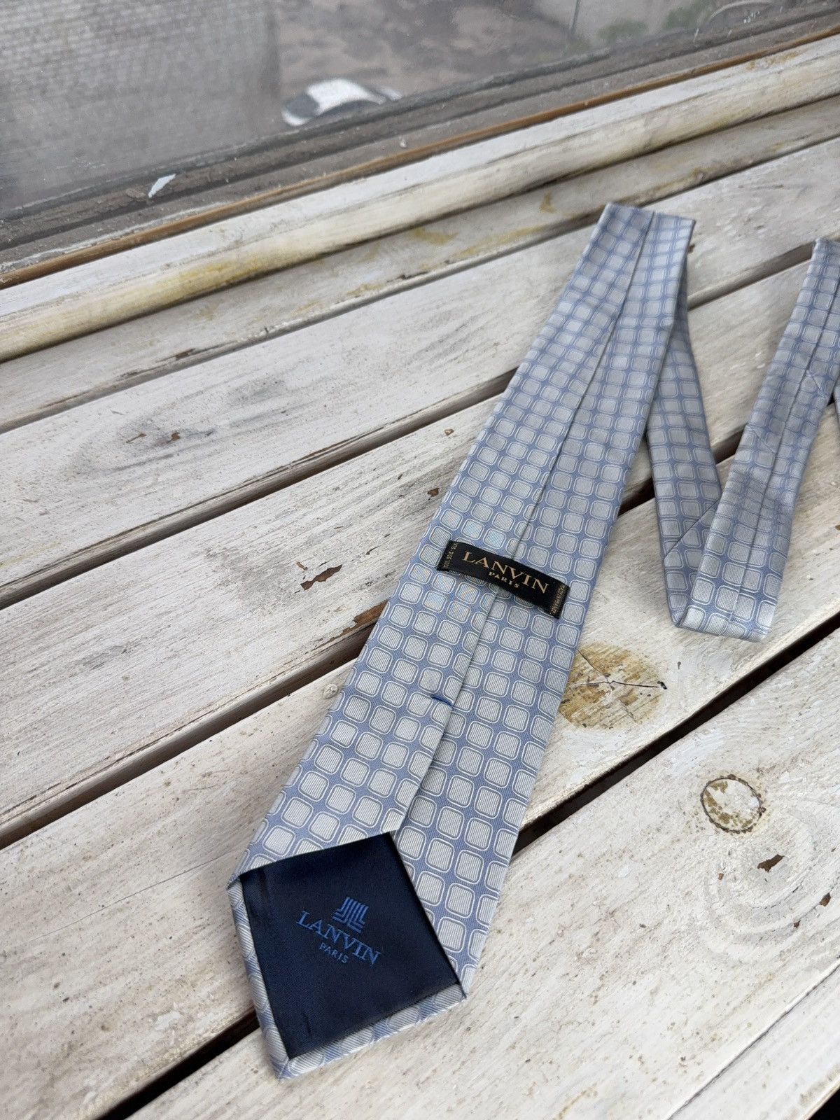 Designer × Lanvin Lanvin Paris Tie Red Silk Geometric Pattern Made in France Size ONE SIZE - 5 Thumbnail