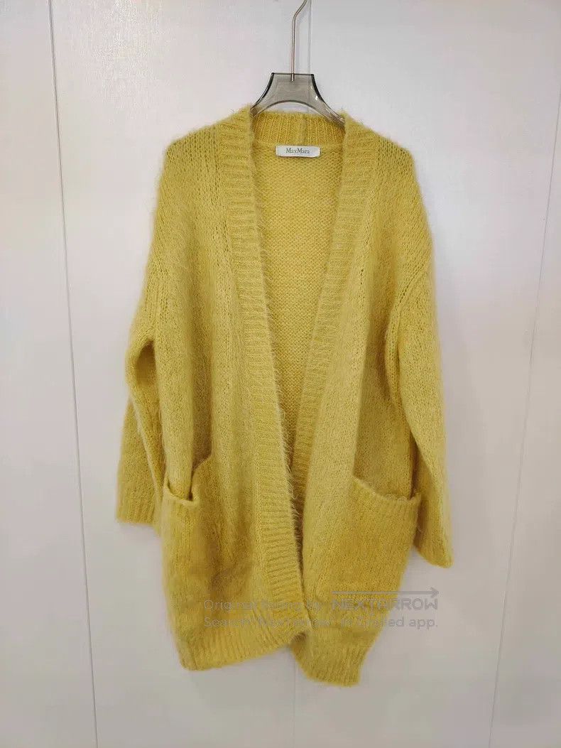Max Mara Max Mara Light Yellow Knit Cardigan Open-Front Jacket Size S / US 4 / IT 40 - 1 Thumbnail