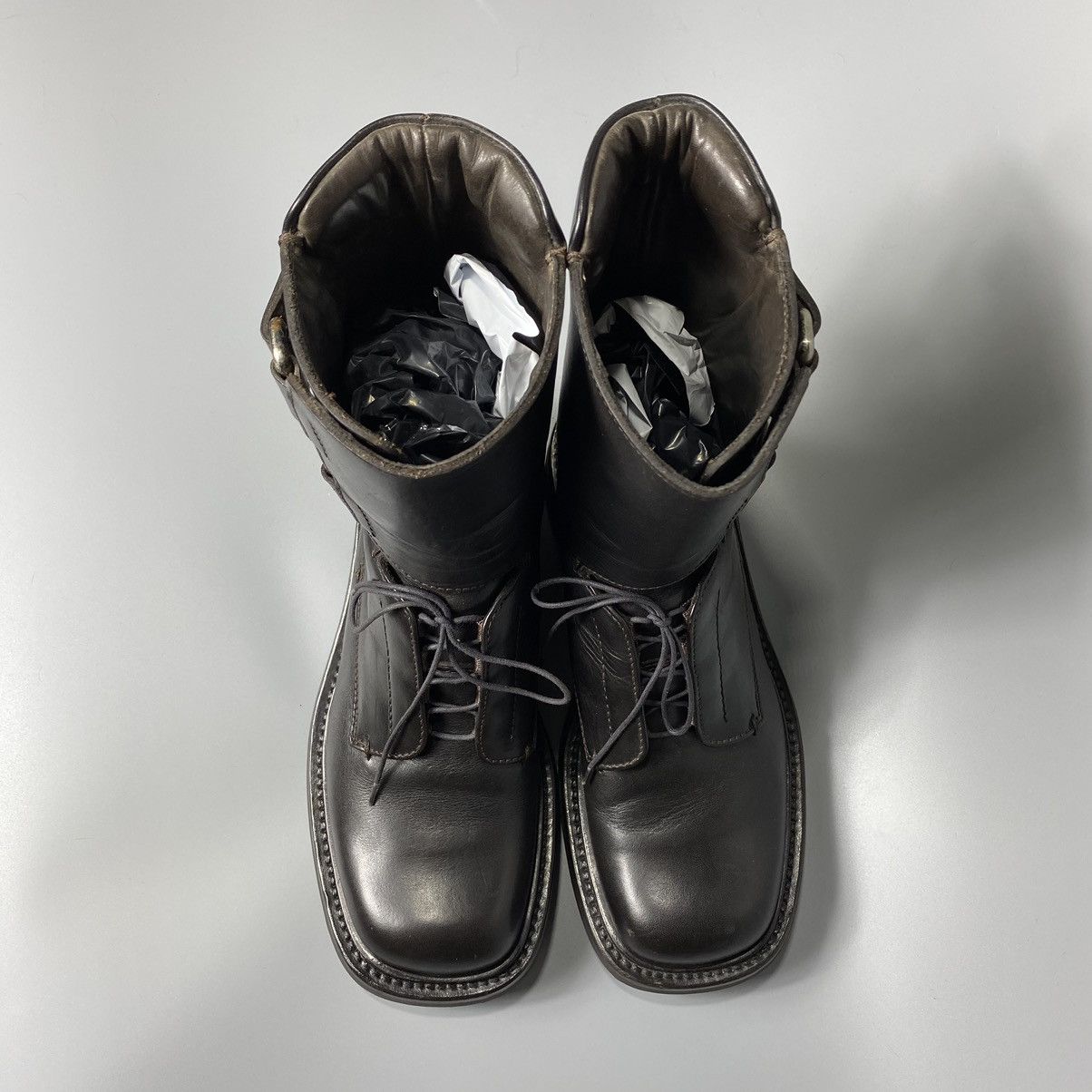 Prada FW99 Double Strapped Square Toe Boots (RUNWAY) Size US 6 / EU 39 - 15 Thumbnail
