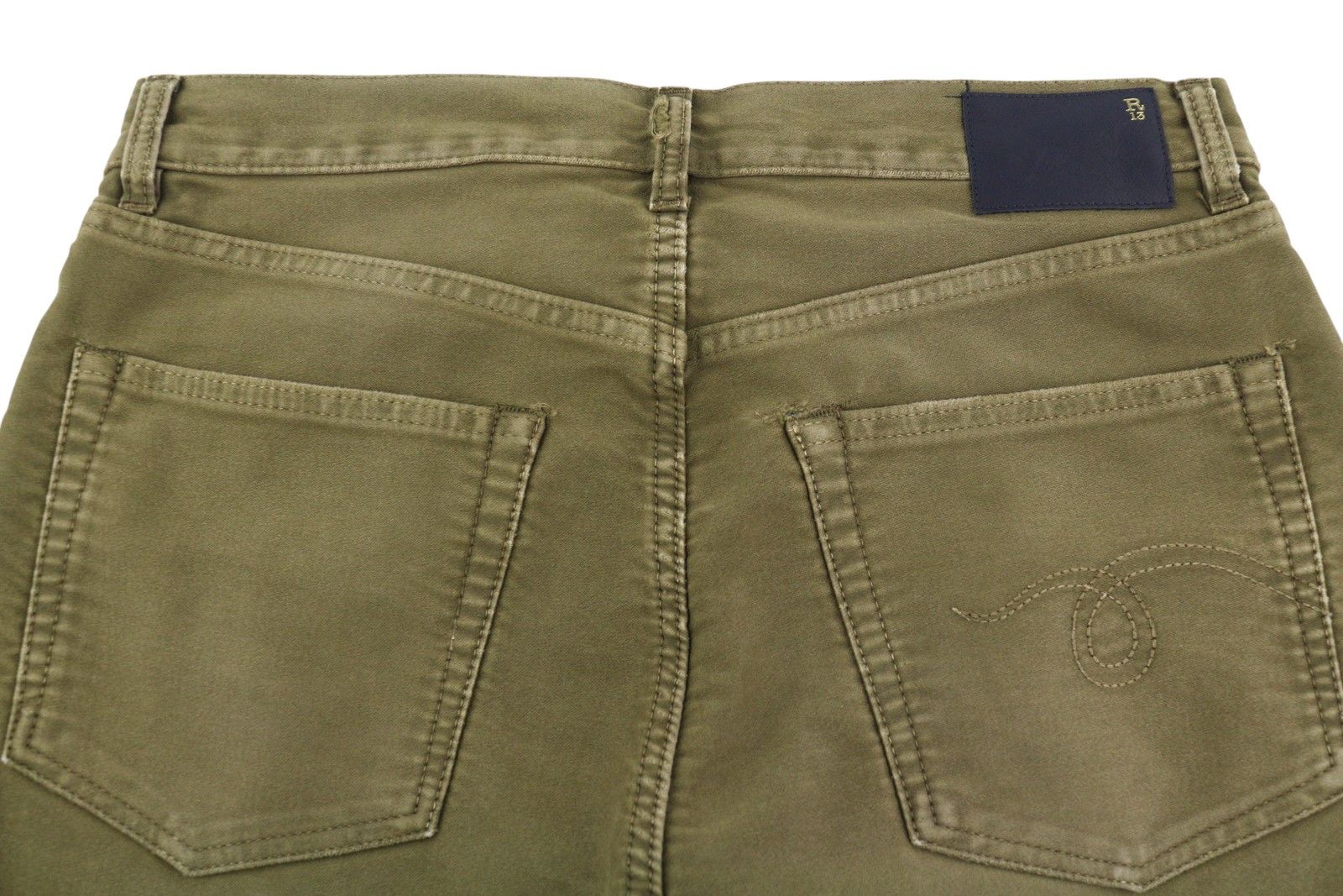 R13 BOYFRIEND 27 Olive Garment Dyed Moleskin Faded FW25 86612 Size 27" / US 4 / IT 40 - 13 Thumbnail