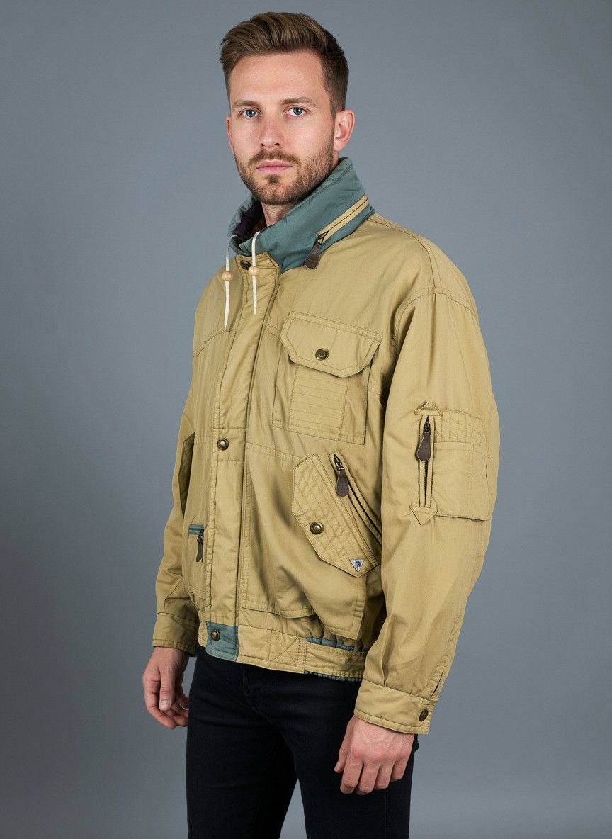 Angelo Litrico Vintage Y2K men's hooded bomber jacket military style Size US XL / EU 56 / 4 - 2 Thumbnail