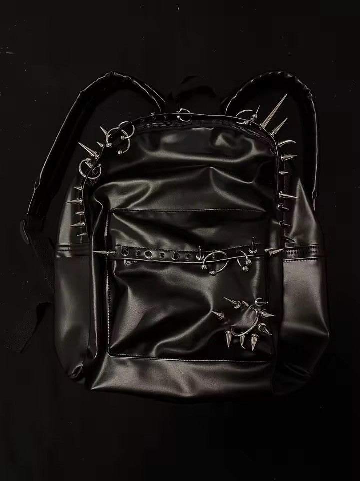 Other Punk Rivet Skull PU Leather Black Large Capacity Backpack Size ONE SIZE - 1 Thumbnail