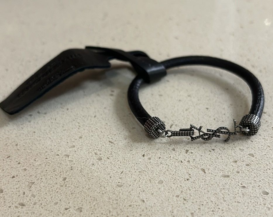 Saint Laurent Paris Saint Laurent OPYUM Bracelet In Crinkled Leather And Metal Size ONE SIZE - 3 Thumbnail