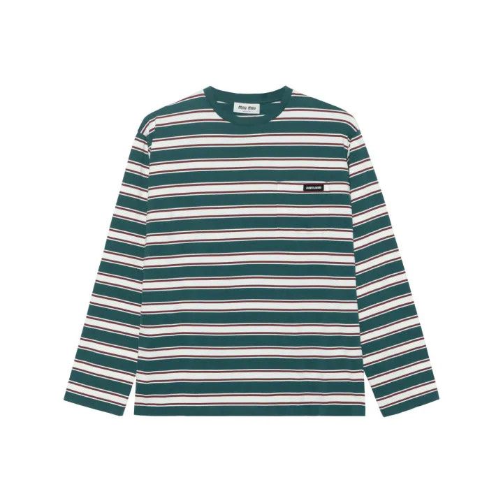 Miu Miu Miu Miu Striped Short Sleeve T-Shirt 0079 Size L / US 10 / IT 46 - 1 Thumbnail
