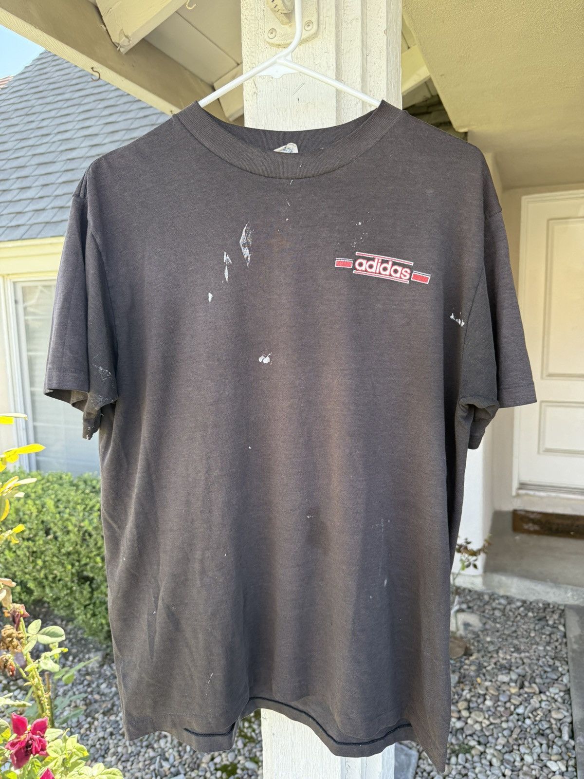Adidas × Japanese Brand × Vintage Insane Thrashed/Distressed 80s Adidas Tee Size US L / EU 52-54 / 3 - 1 Thumbnail