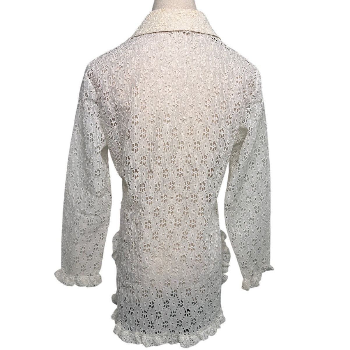 Vintage Vintage 70s Daisy lace ruffle hem wide collar blouse M Size M / US 6-8 / IT 42-44 - 4 Thumbnail