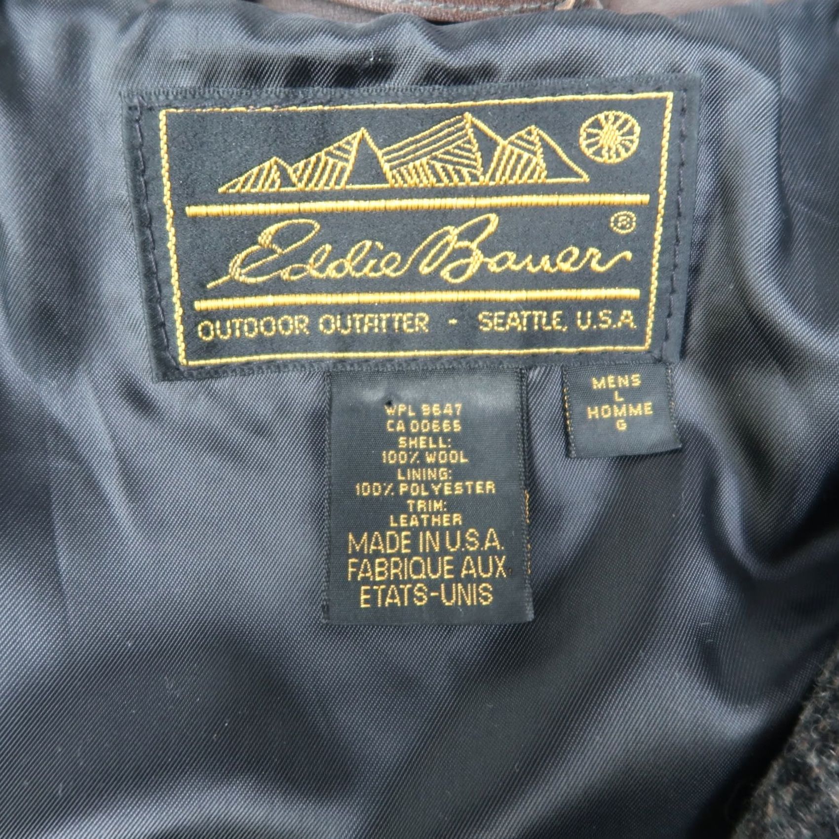 Eddie Bauer VTG Eddie Bauer Wool Tweed Glen Plaid Leather Collar Overcoat Trench Coat Mens L Size US L / EU 52-54 / 3 - 5 Thumbnail