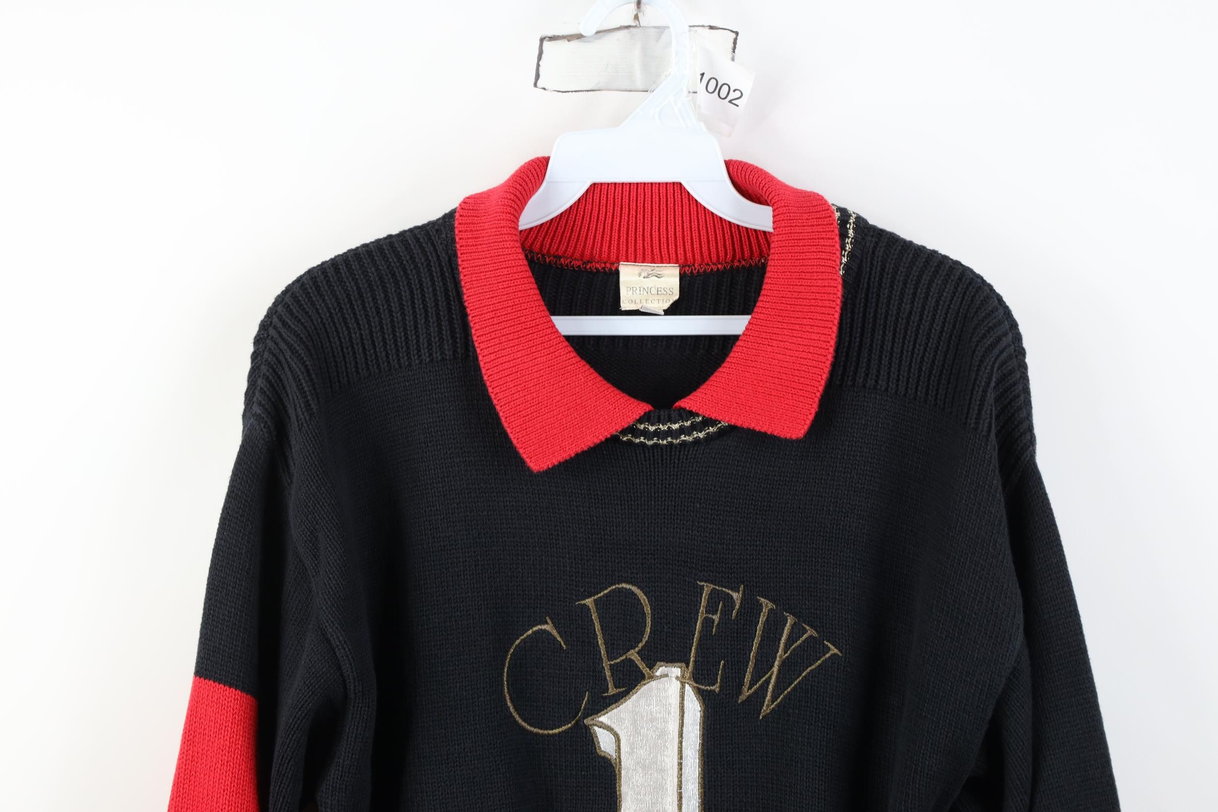 Vintage Vintage 90s Streetwear Save the Sea Boat Collared Sweater Size XXL / US 16-18 / IT 52-54 - 2 Thumbnail