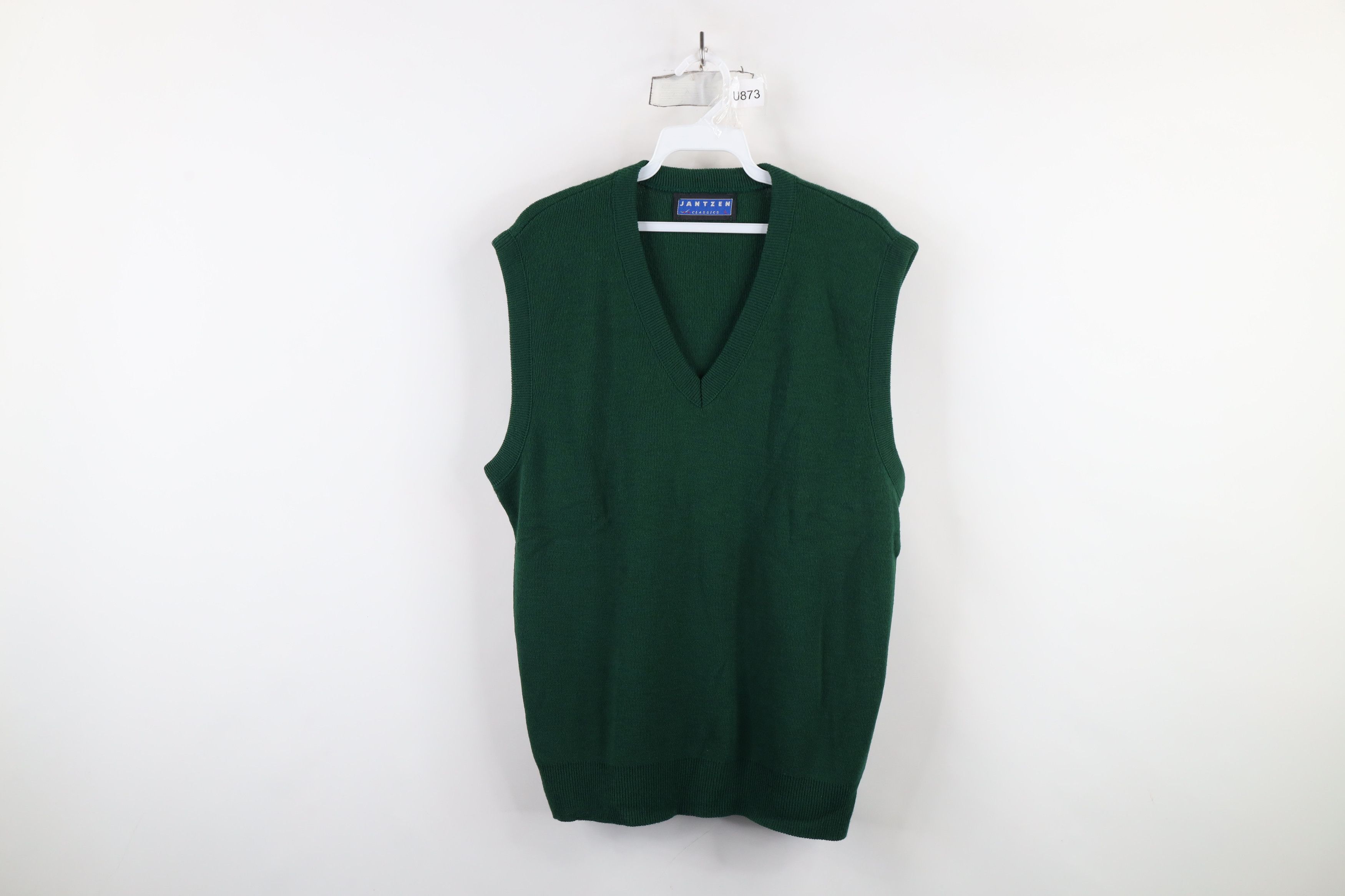 Vintage Vintage 90s Streetwear Knit V-Neck Sweater Vest Green USA Size US L / EU 52-54 / 3 - 1 Thumbnail