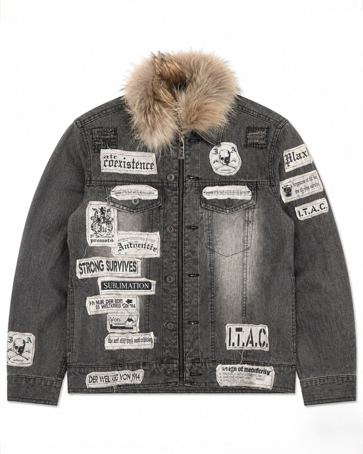 If Six Was Nine IN THE ATTIC fur denim jacket Size US M / EU 48-50 / 2 - 1 Thumbnail