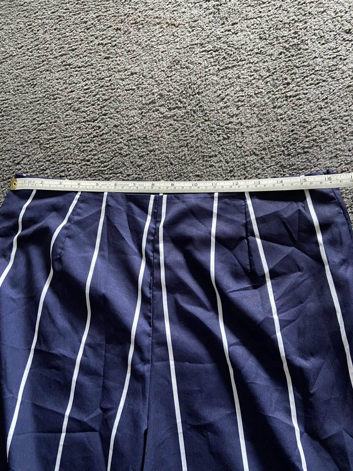 Designer Zaful Blue White Stripped Pants w Side Split NEW - Sz XL Size 40" / US 18 - 7 Thumbnail