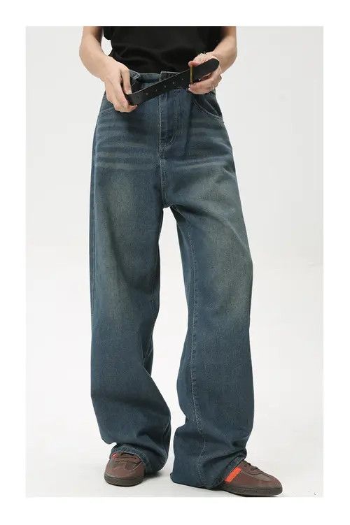 Japanese Brand × Jean Blue Vintage Washed Distressed Loose Straight Wide Leg Jeans Size US 32 / EU 48 - 3 Thumbnail