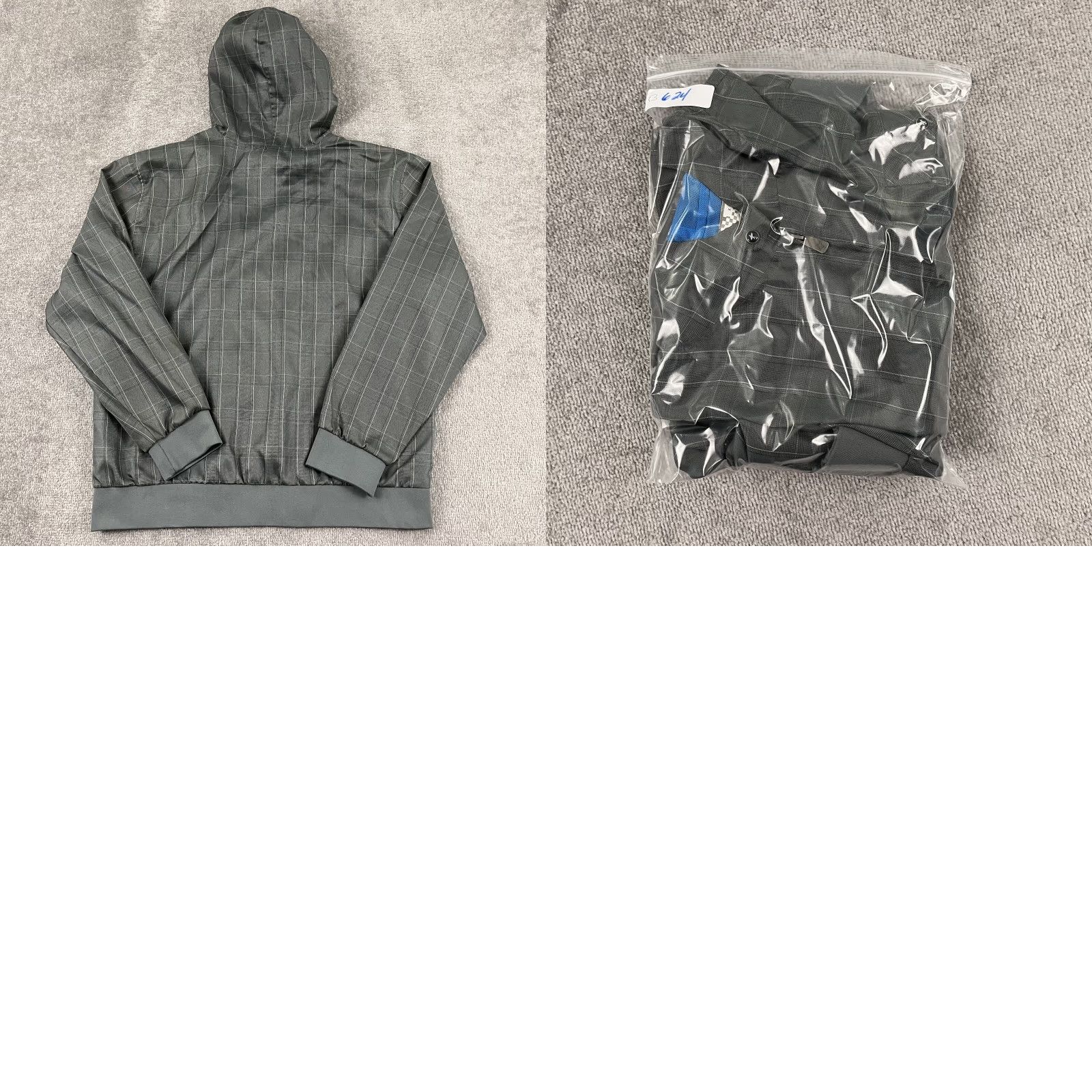 Vintage Surplus Jacket Mens XL Gray Grid Plaid Hooded Full Zip Lightweight Casual Outdoor Beach Size US XL / EU 56 / 4 - 8 Thumbnail
