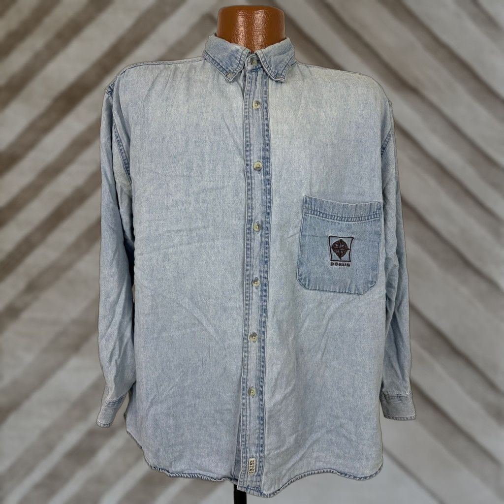 Vintage VINTAGE 90s Cactus Denim Shirt Men Medium Long Sleeve Blue Button-Up Grunge Hipster Size US M / EU 48-50 / 2 - 1 Thumbnail