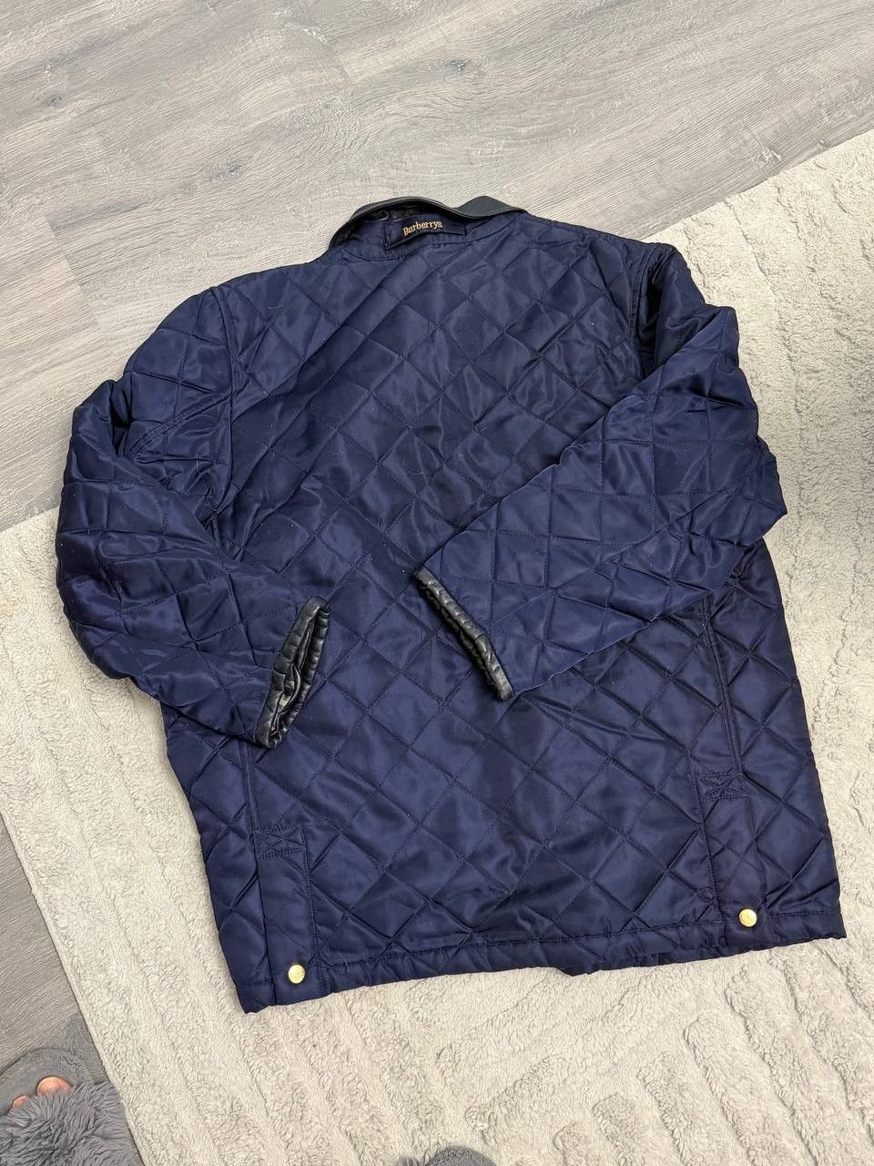 Burberry Rare Vintage Burberry Men Quilted Jacket Blue Leather Collar Size US M / EU 48-50 / 2 - 6 Thumbnail